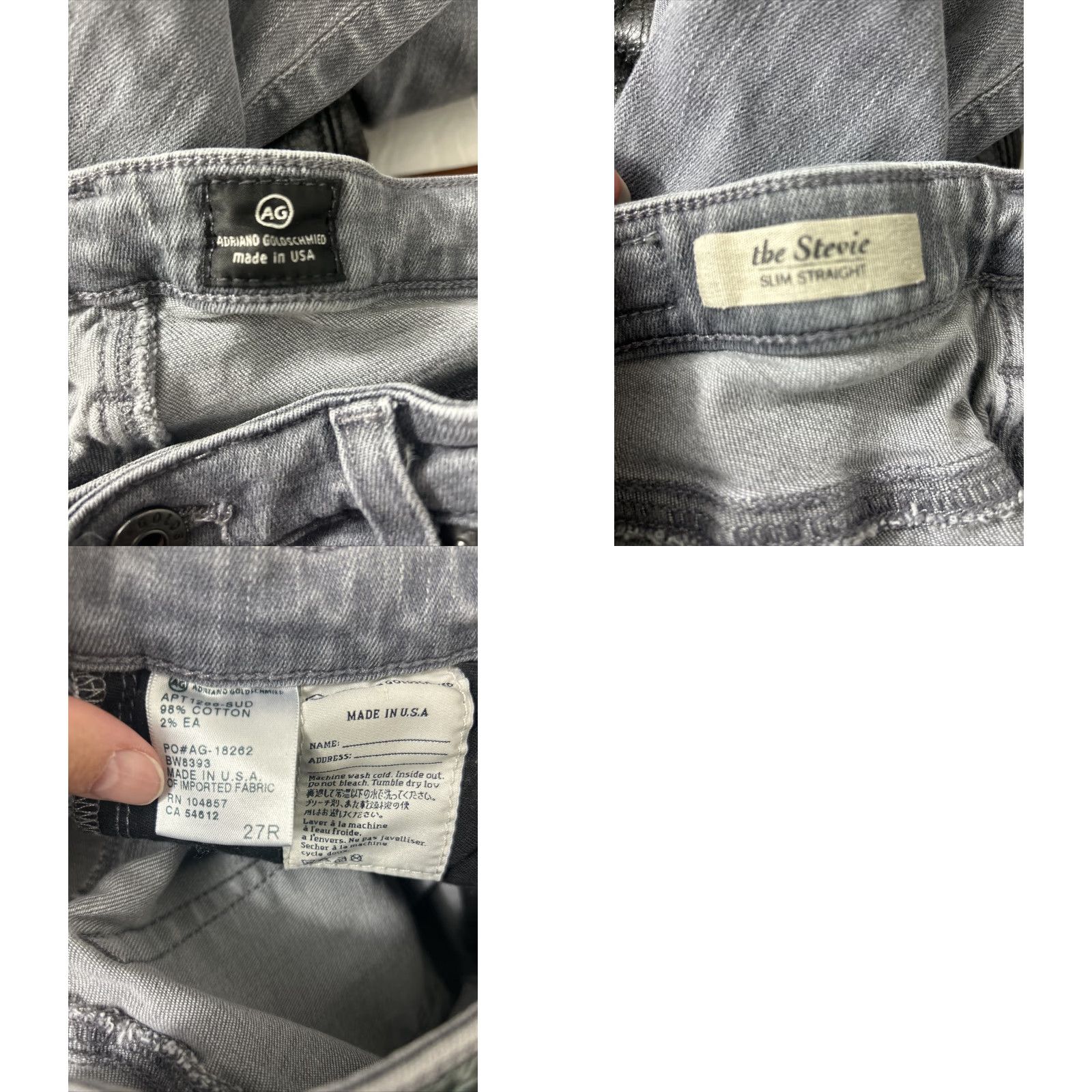 Vintage AG Adriano Goldschmied The Stevie Slim Straight Jeans 28x29 Gray Mens Jeans Size US 28 / EU 44 - 9 Thumbnail