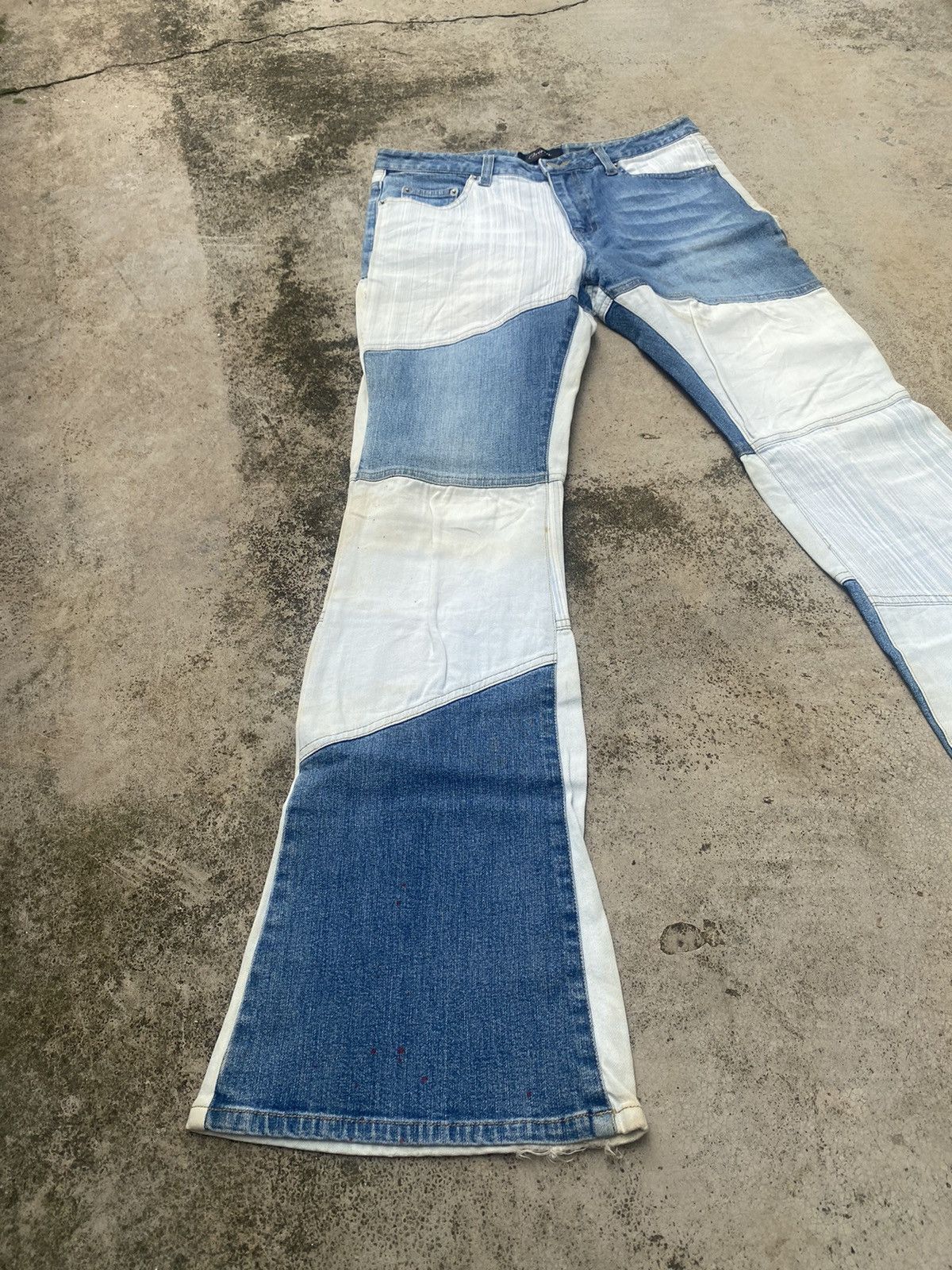 If Six Was Nine × Japanese Brand Flare Jeans Oririn Hagi Painted Size US 29 - 1 Thumbnail