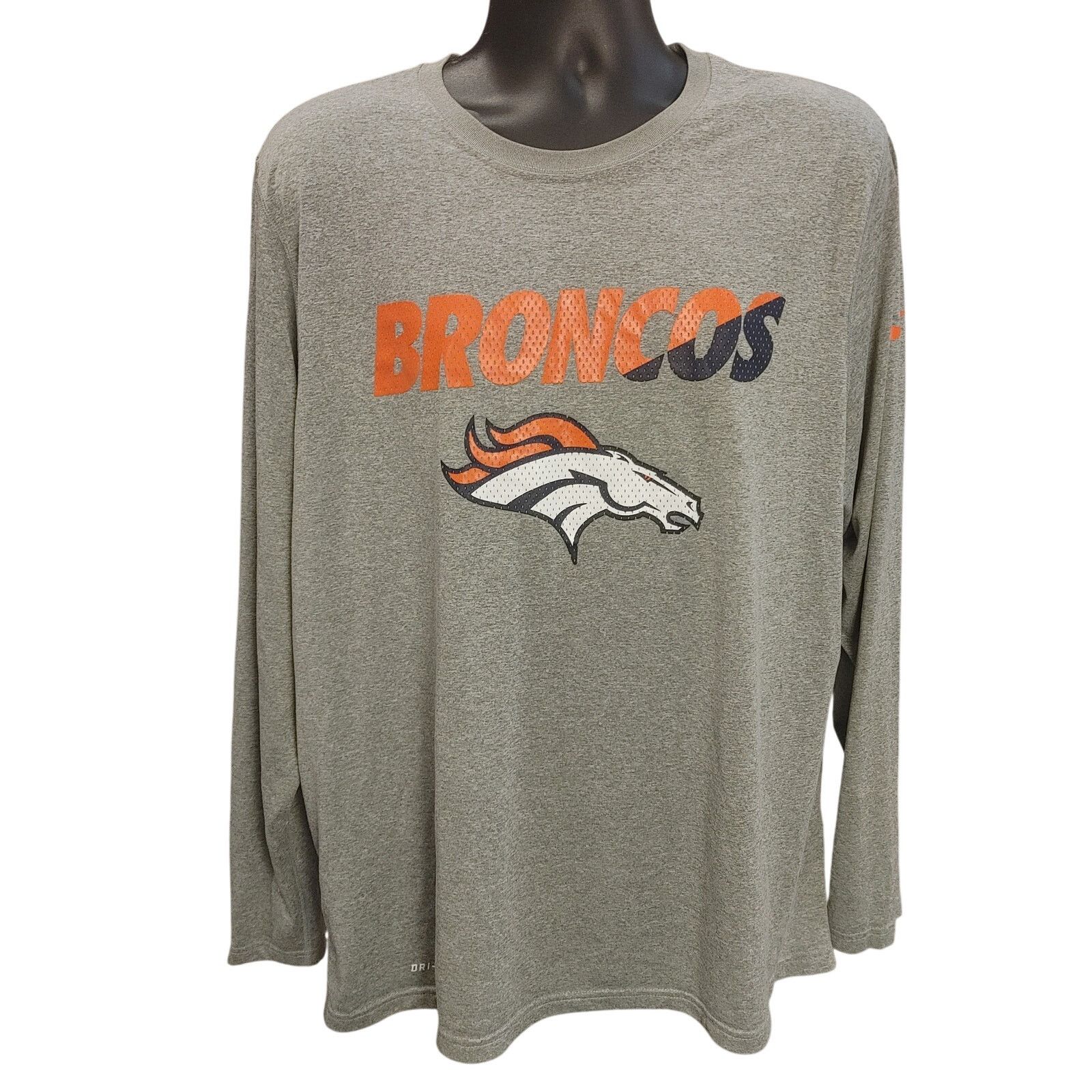 Nike Nike Dri-Fit Men Gray XL Denver Broncos Graphic Pullover Top Size US XL / EU 56 / 4 - 1 Thumbnail