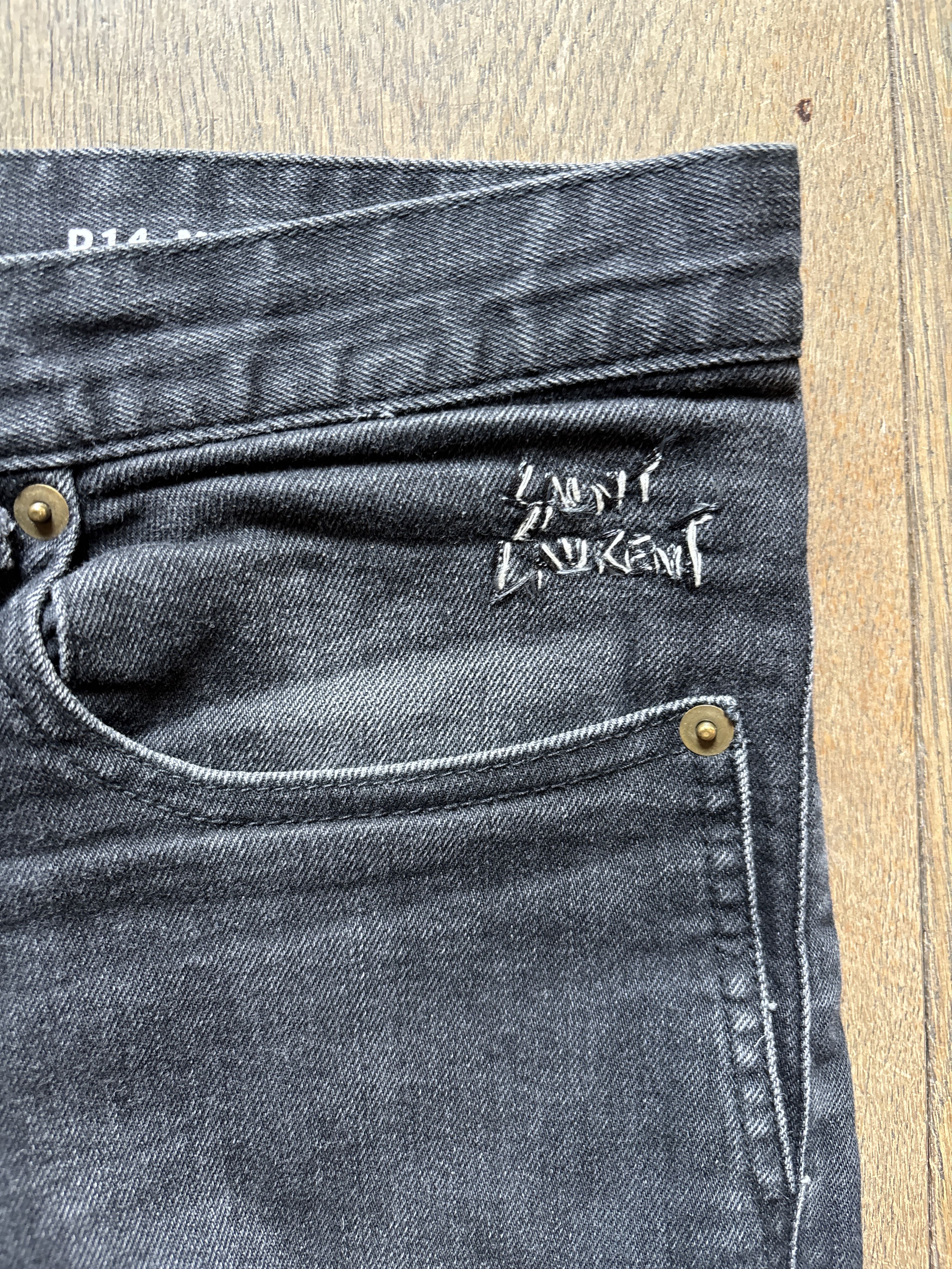 Saint Laurent Paris D14 Distressed Black Japanese Denim Size US 29 - 7 Thumbnail