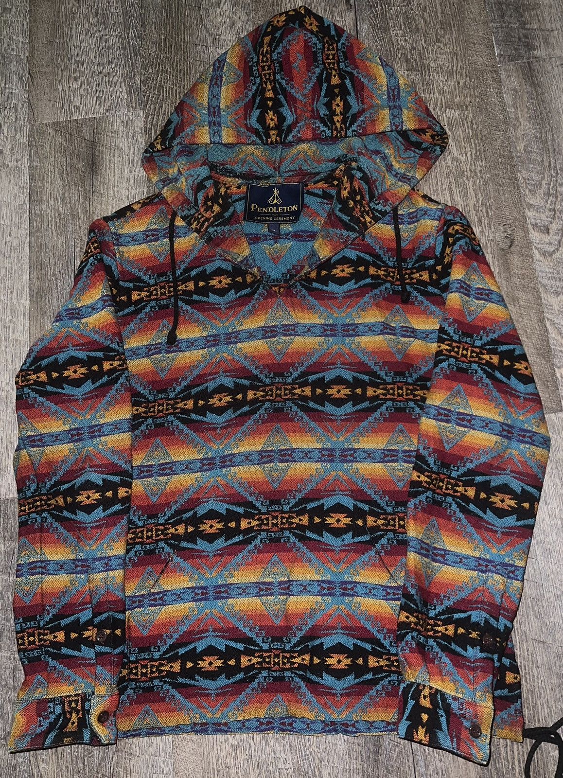 PENDLETON Opening Ceremony Aztec Navajo Wool Hoodie size M