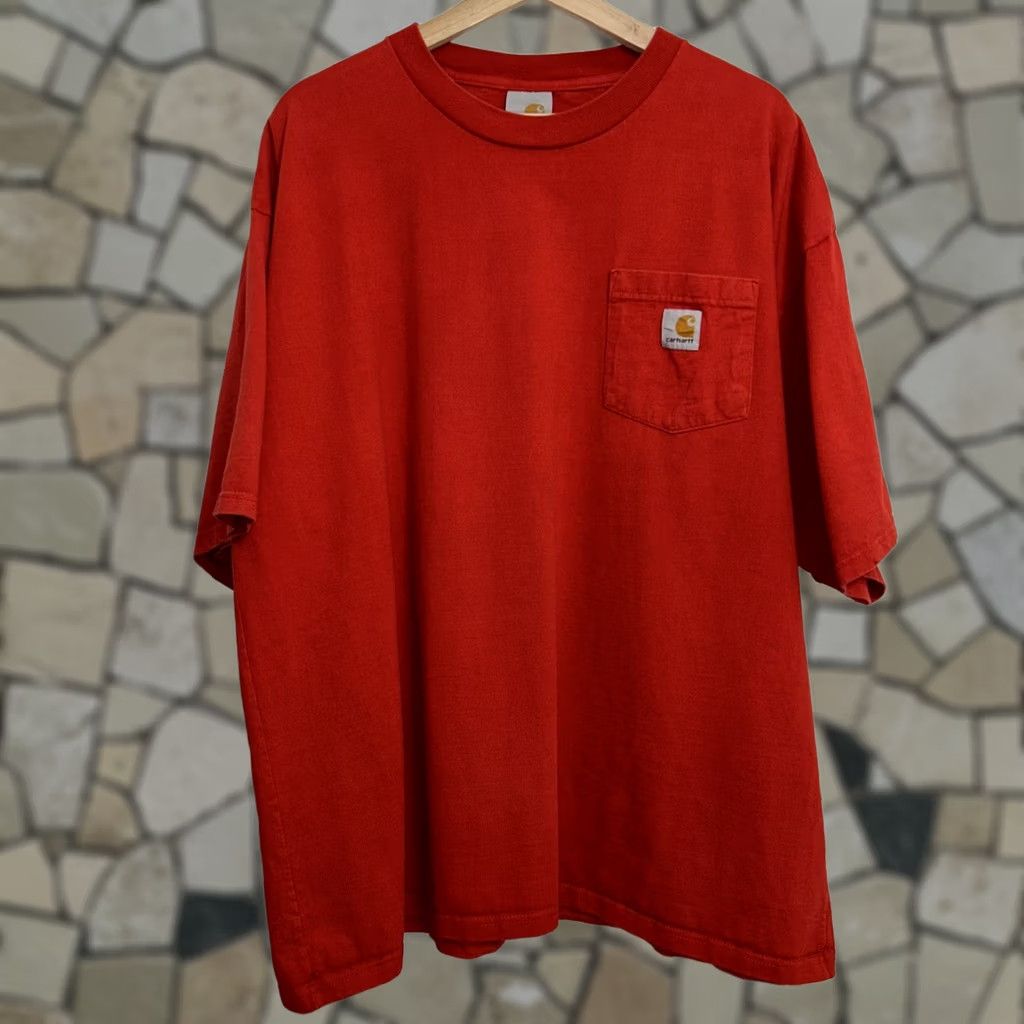 Carhartt VINTAGE Carhartt K87-Red Tee T-Shirt XL Red Cotton Crew Neck Short Sleeve Logo Mens Vintage Fashion Shirts Size US XL / EU 56 / 4 - 1 Thumbnail
