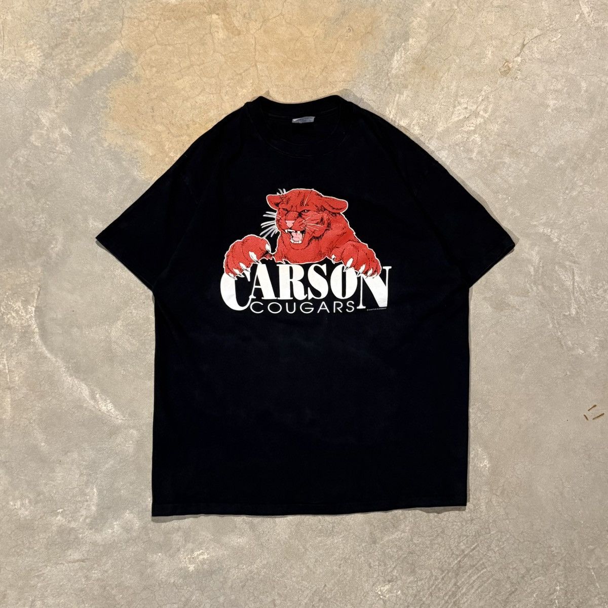 Vintage Vtg 1990s Carson Cougars Faded Single-Stitch Tee ERD Grunge Size US XL / EU 56 / 4 - 1 Thumbnail
