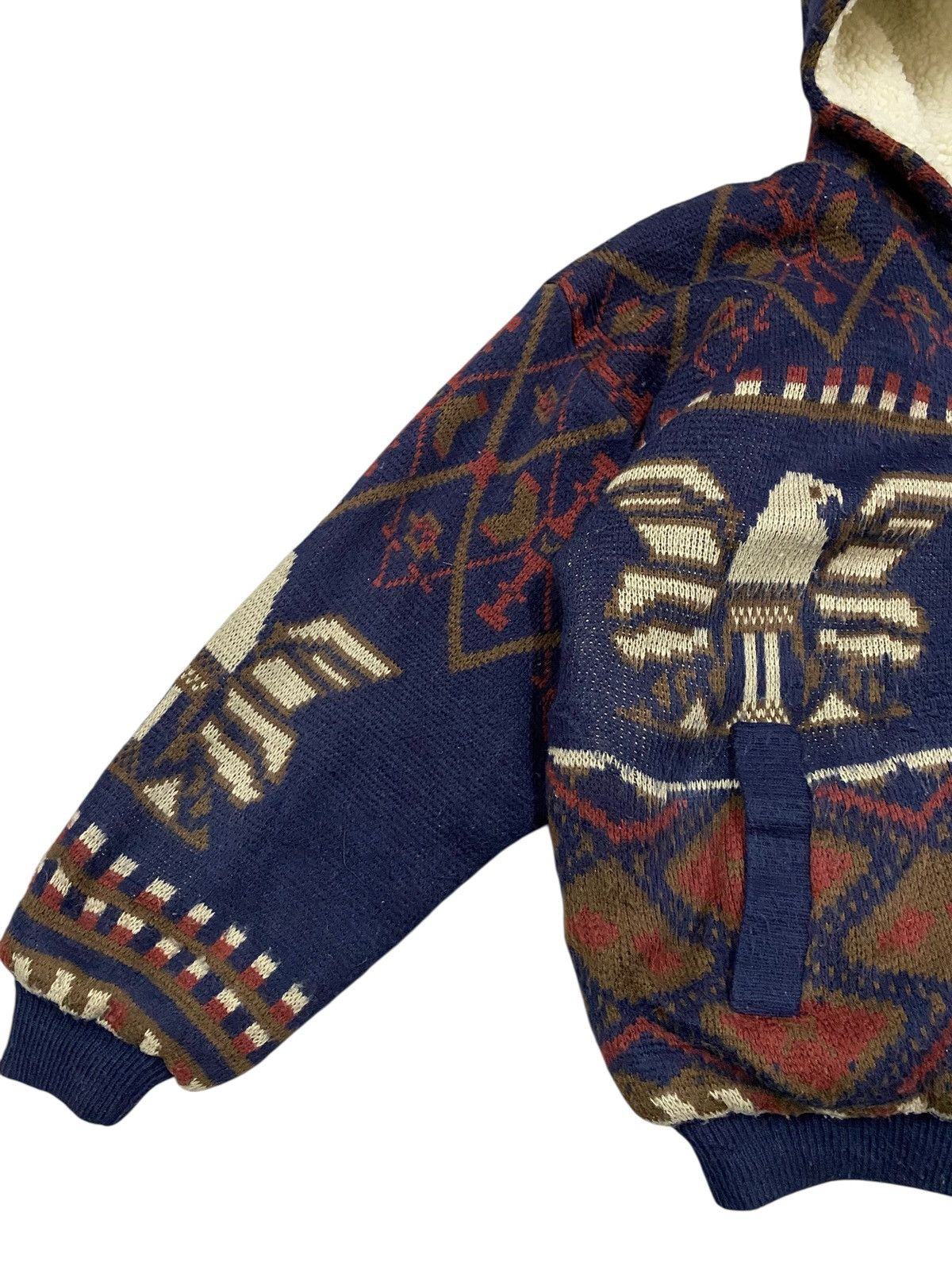 Vintage Vintage Best Life Aztec Eagle Sherpa Lined Knit Zip Hoodie Size US L / EU 52-54 / 3 - 8 Thumbnail