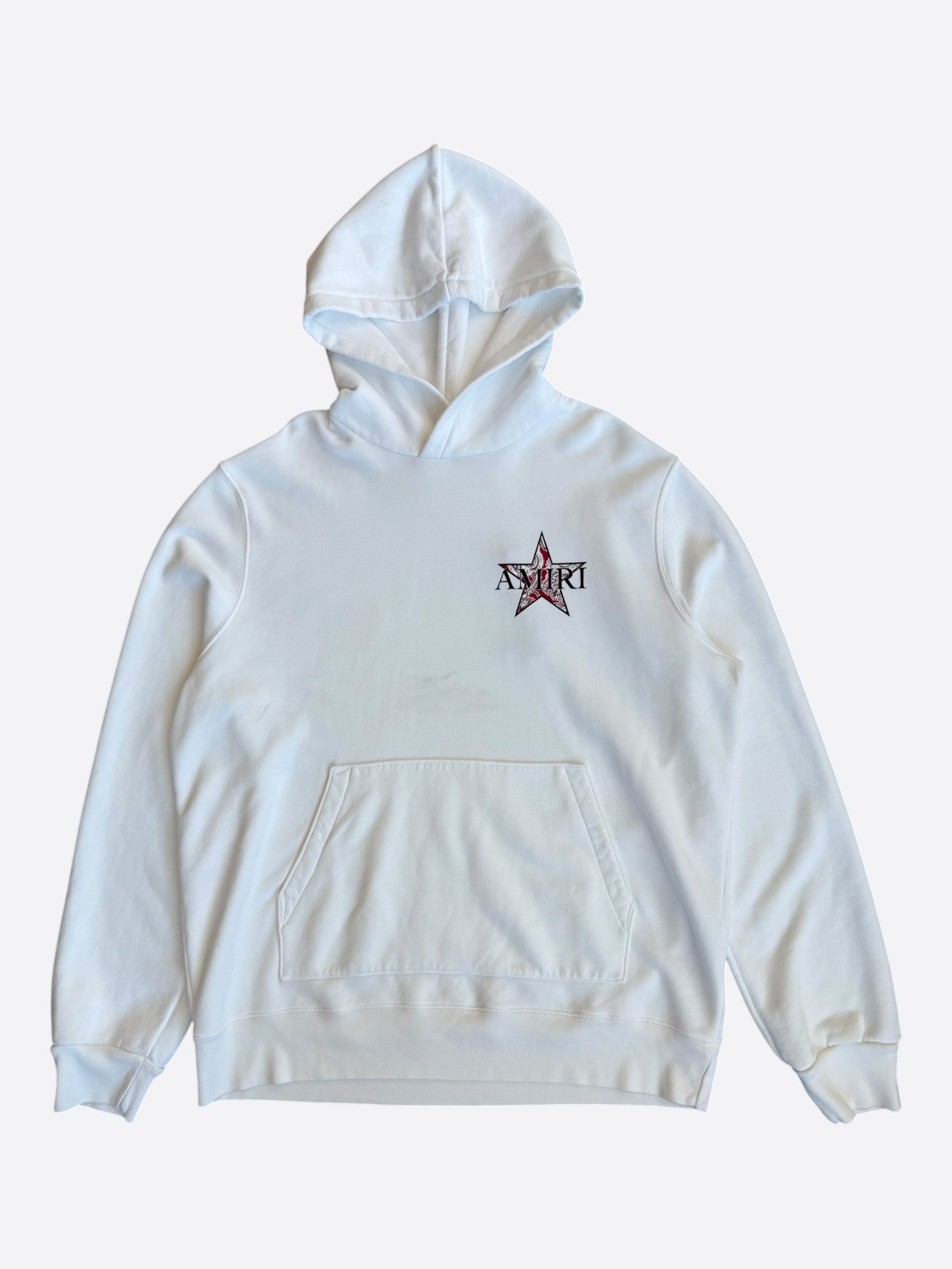 Amiri Amiri White & Red Paisley Star Logo Hoodie | Grailed