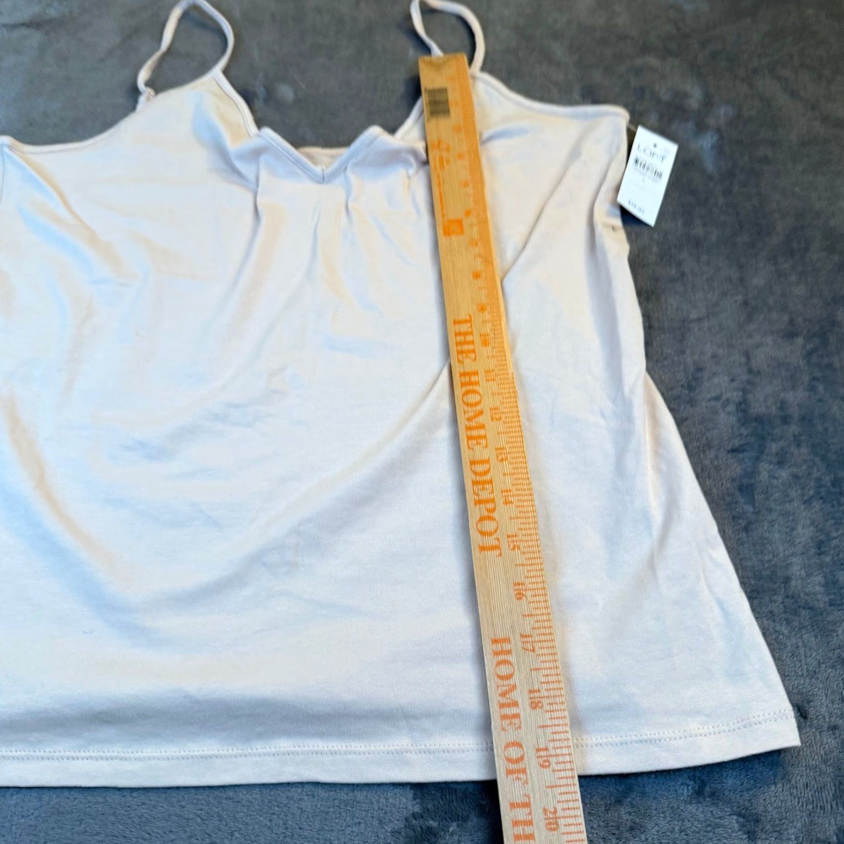 Loft LOFT Beige V-Neck Spaghetti Strap Tank Top Womens Large NWT Camisole Knit Cotton Blend Spandex Logo Lightweight Adjustable Strap Sleeveless Size L / US 10 / IT 46 - 7 Thumbnail