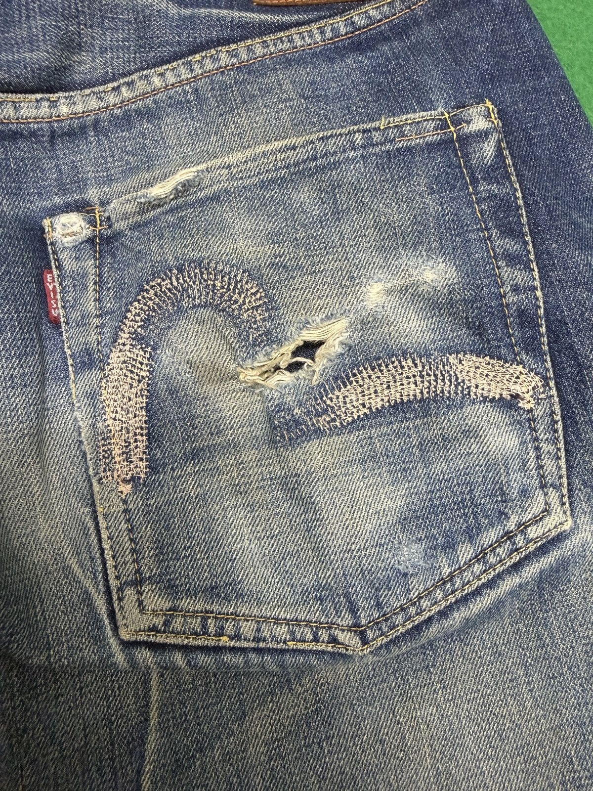 Evisu A29 Thrashed Evisu No 1 Special Distressed Mud Wash Size US 33 - 14 Thumbnail