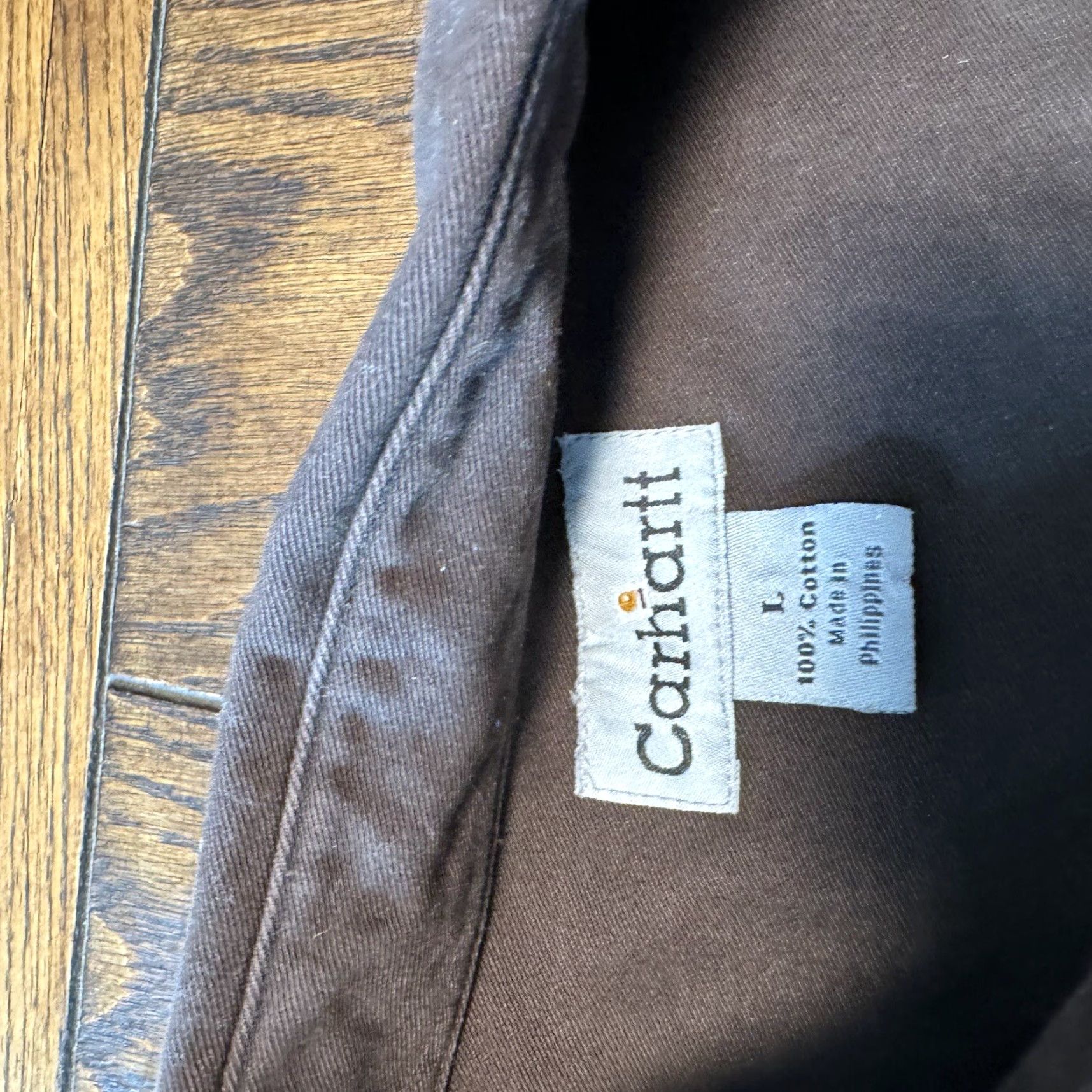 Carhartt VINTAGE Carhartt Mens Button Up Shirt Brown Vietnam Vets Patch Trophy Life Member S09DKB Size US L / EU 52-54 / 3 - 6 Thumbnail