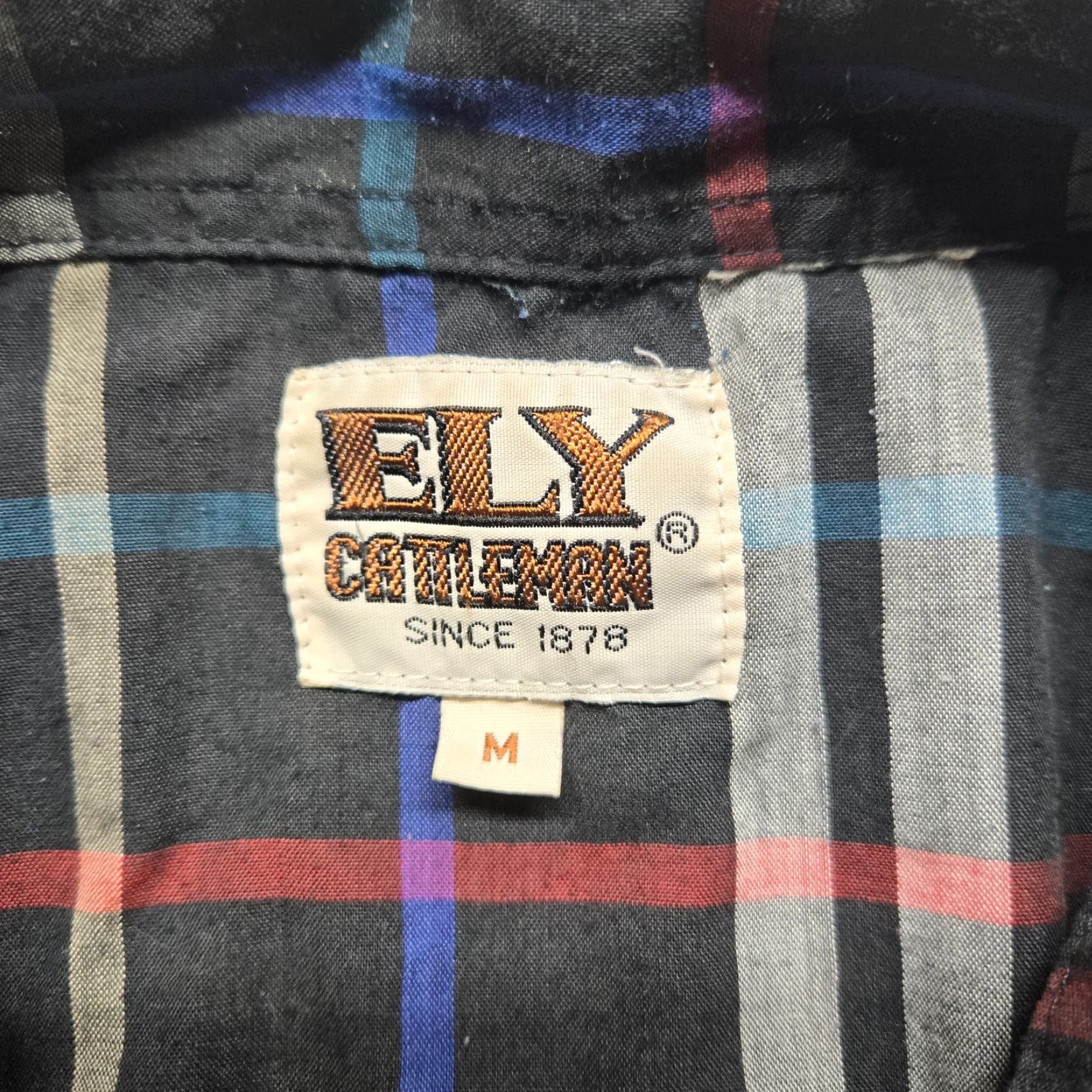Vintage VINTAGE Ely 1878 Shirt Western Cowboy Rodeo Pearl Snap Black Plaid Long Sleeve M Medium Black Cotton Button-Up Shirt Mens Size US M / EU 48-50 / 2 - 3 Thumbnail