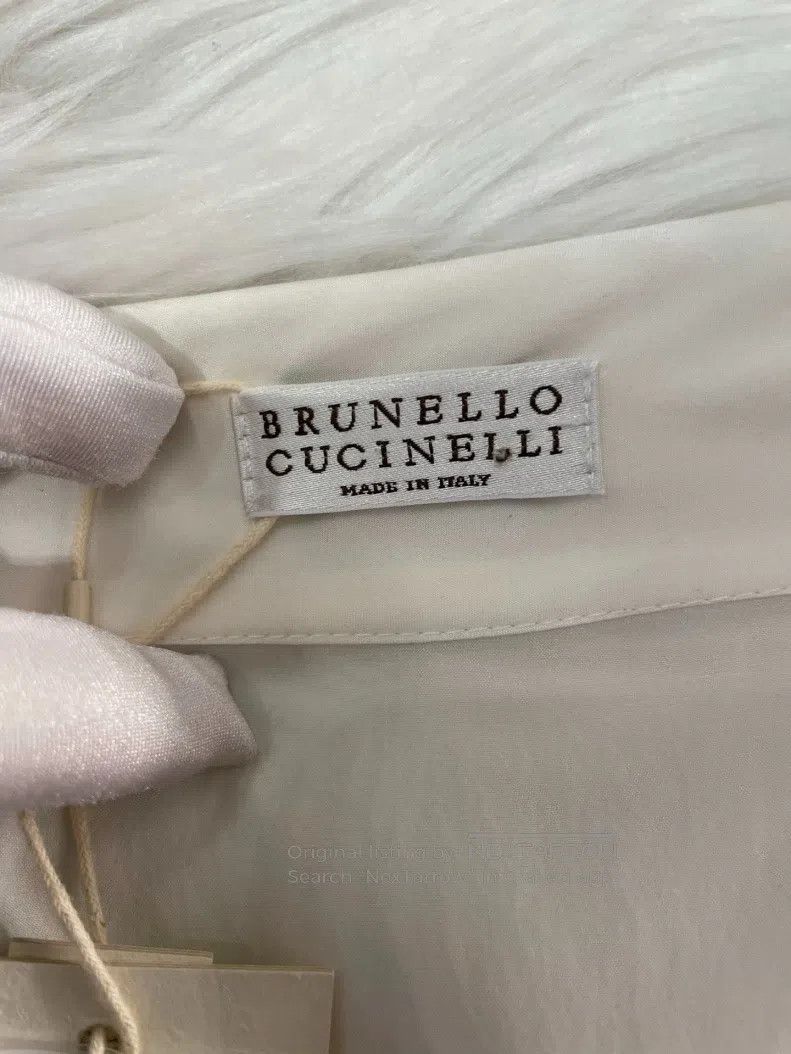 Brunello Cucinelli Brunello Cucinelli White Beaded Silk Shirt Size S / US 4 / IT 40 - 5 Thumbnail