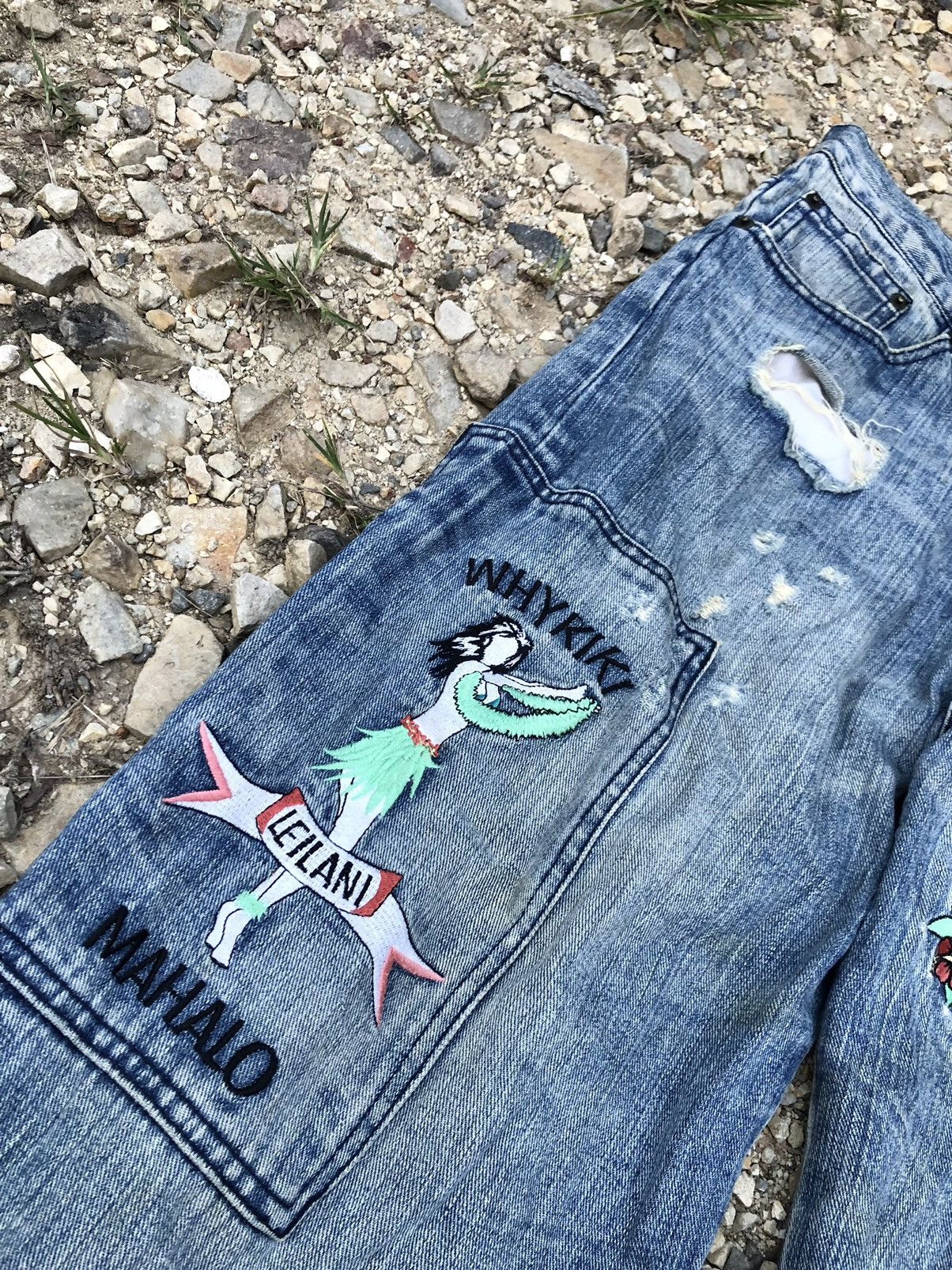 Hypebeast WIDE LEG⚡️⚡️HAWAIIAN STYLE DENIM BY EXHIBITIONIST Size US 32 / EU 48 - 2 Thumbnail
