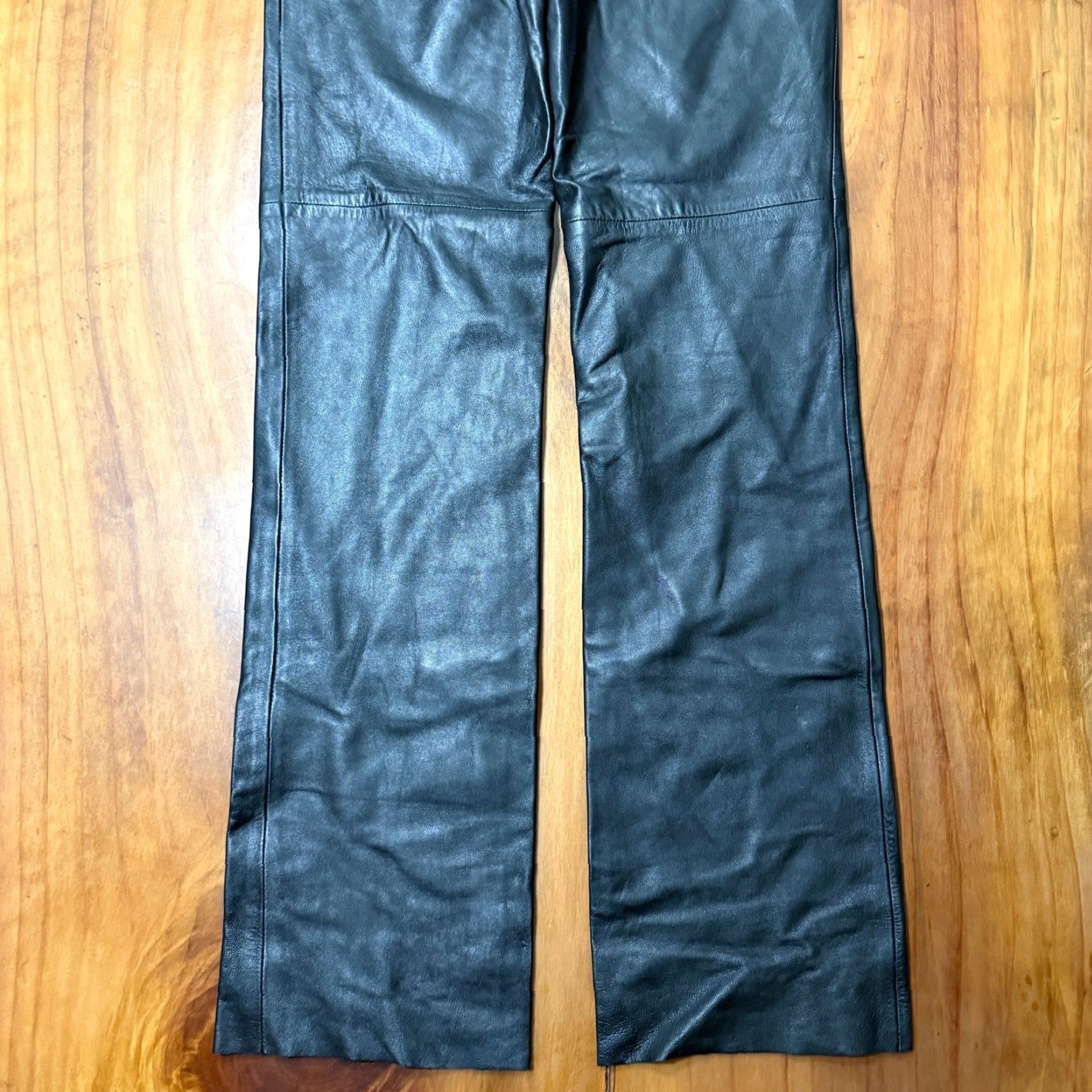 Bcbgmaxazria VINTAGE BCBGMAXAZRIA Pants Leather Bootcut Y2K Women's 4 Black, 28W Inseam 32, Flat Front, Zip, Dry Clean Only, Chic, Casual, Biker Lined Size 27" / US 4 / IT 40 - 5 Thumbnail