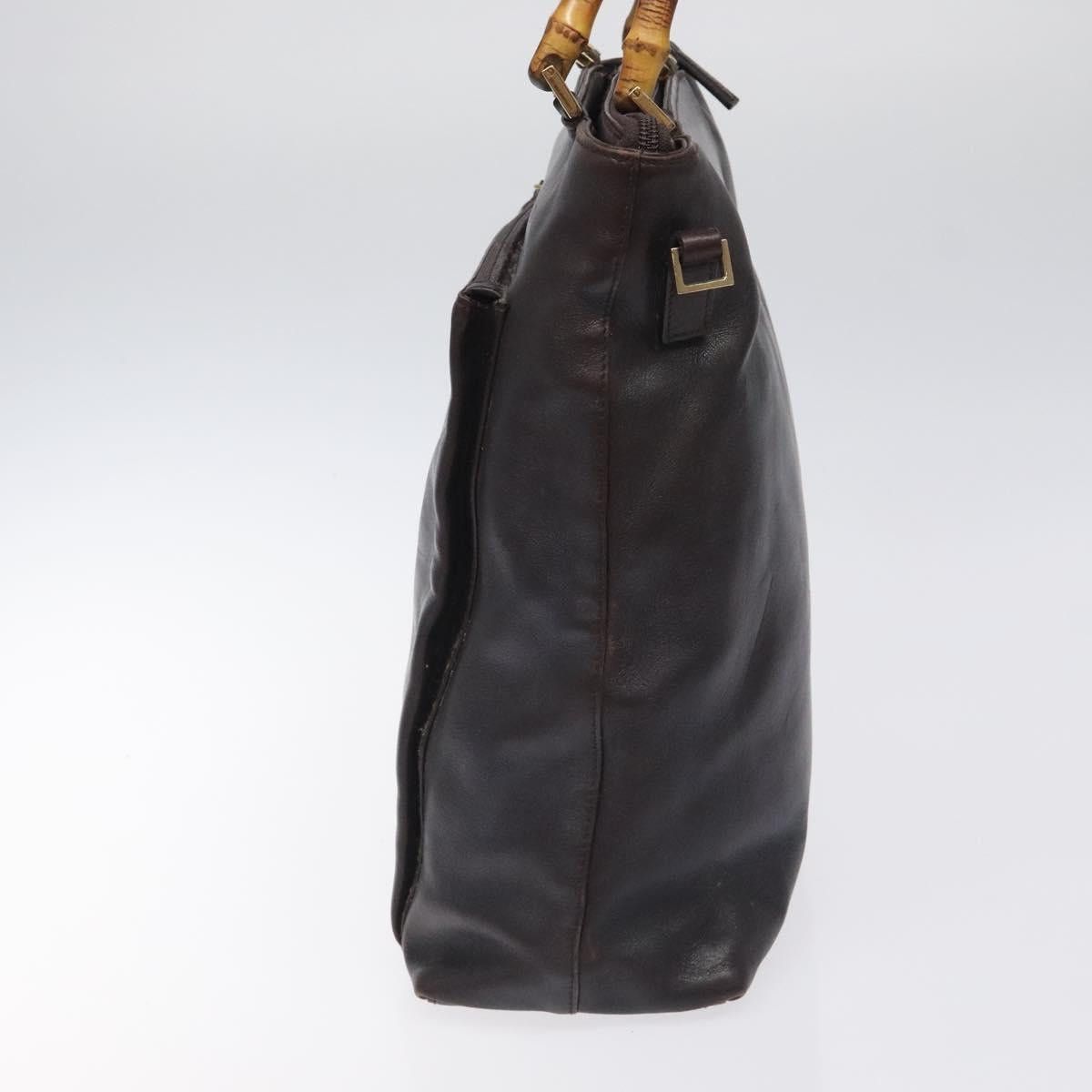 Gucci GUCCI Bamboo Hand Bag Leather Dark Brown Gold Size ONE SIZE - 4 Thumbnail