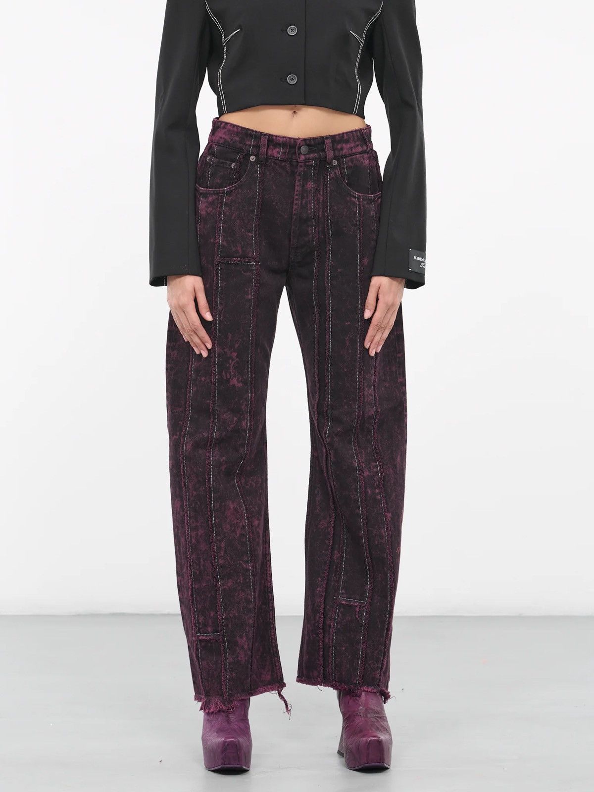 Acne Studios Overdyed Strip Patchwork Denim Jeans Size 26" / US 2 / IT 38 - 1 Thumbnail