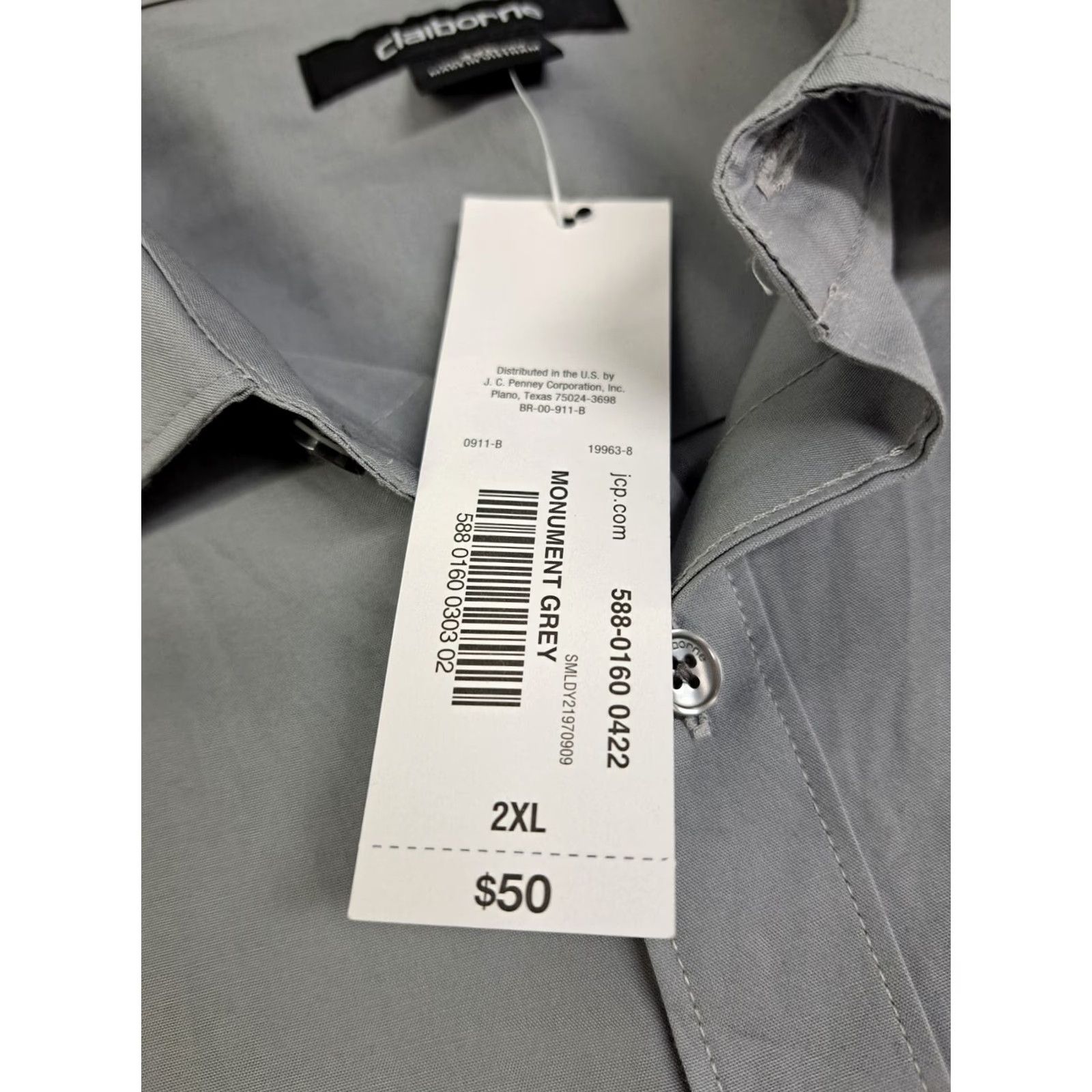 Liz Claiborne Liz Claiborne Shirt Men XXL Long Sleeve Button Up Cotton Grey Regular Collar Button Up 2XL Casual Formal Workwear NWT Size US XXL / EU 58 / 5 - 6 Thumbnail