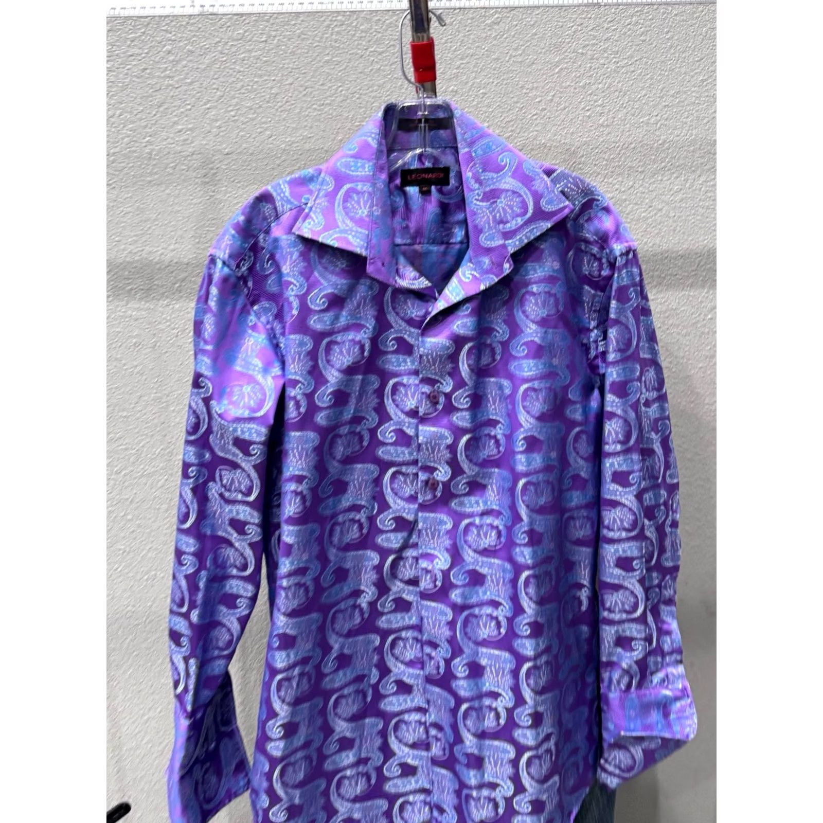 Vintage MINT Leonardi Lavender Blue Paisley LONG SLEEVE SHIRT Medium M Mens Size US M / EU 48-50 / 2 - 2 Thumbnail