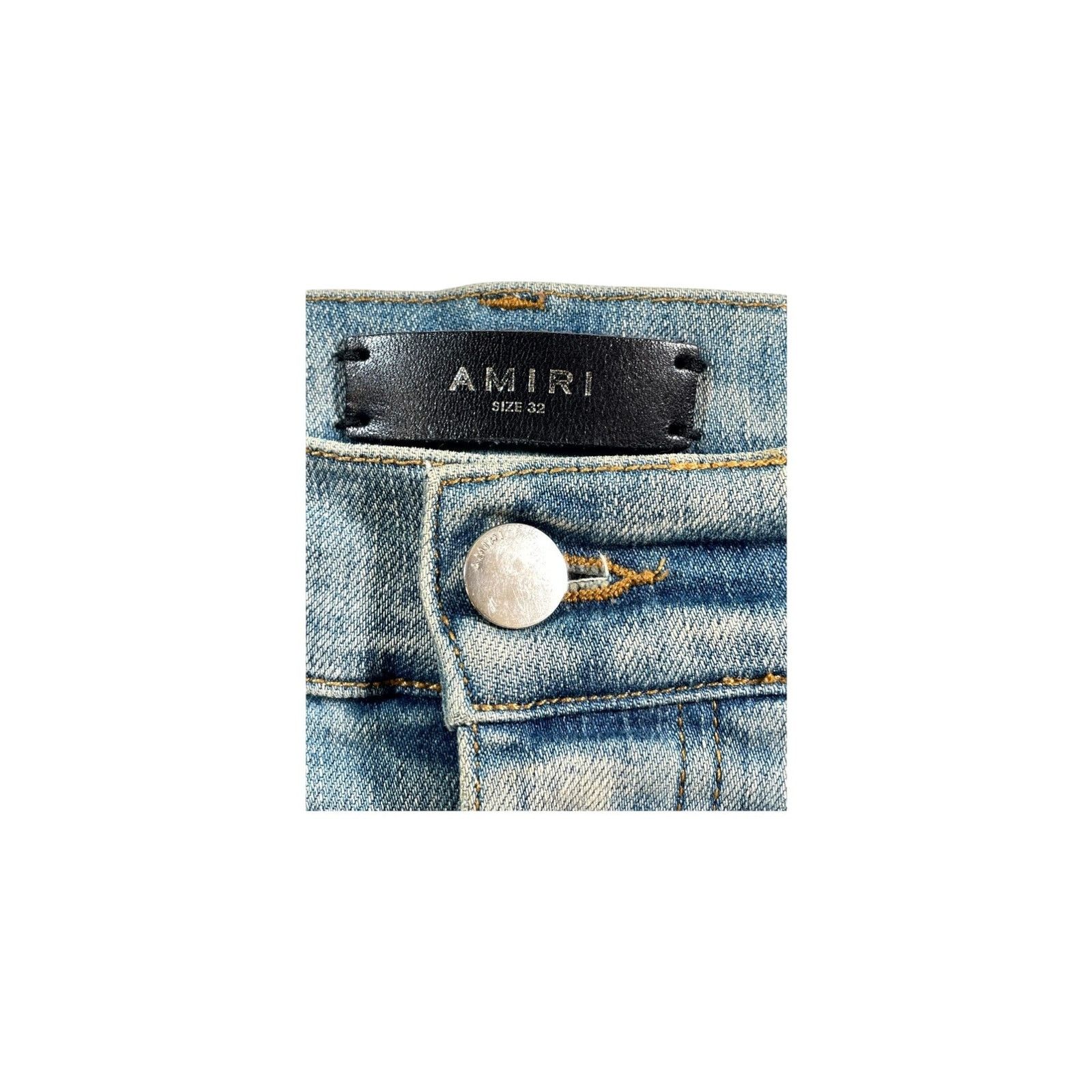 Amiri Amiri Quilted Patch Light Wash Jeans Size US 32 / EU 48 - 5 Thumbnail