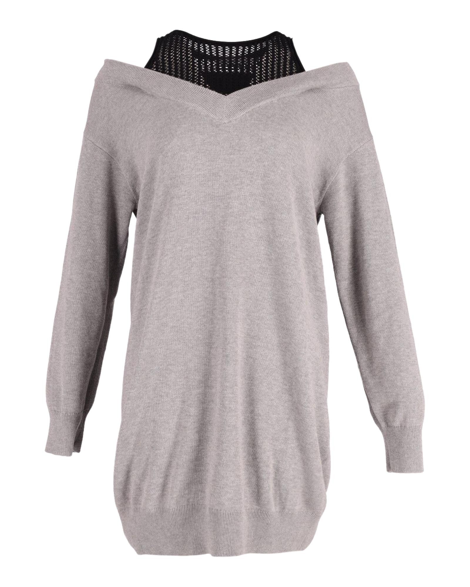 image of Alexander Wang Grey Cotton Bi-Layer Sweater Dress, Women's (Size Small)