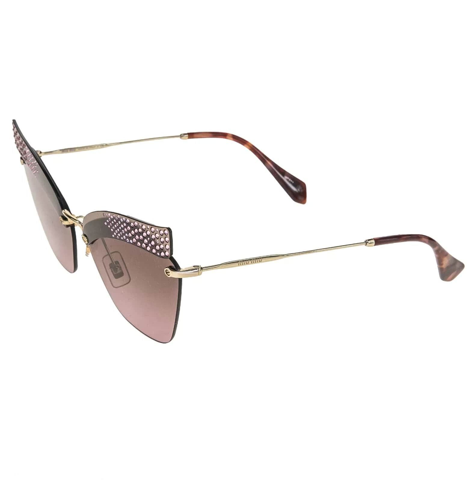 Miu Miu MIU MIU 56T NOIR MU56TS Gold Pink Crystal Rimless Sunglasses Size ONE SIZE - 8 Thumbnail