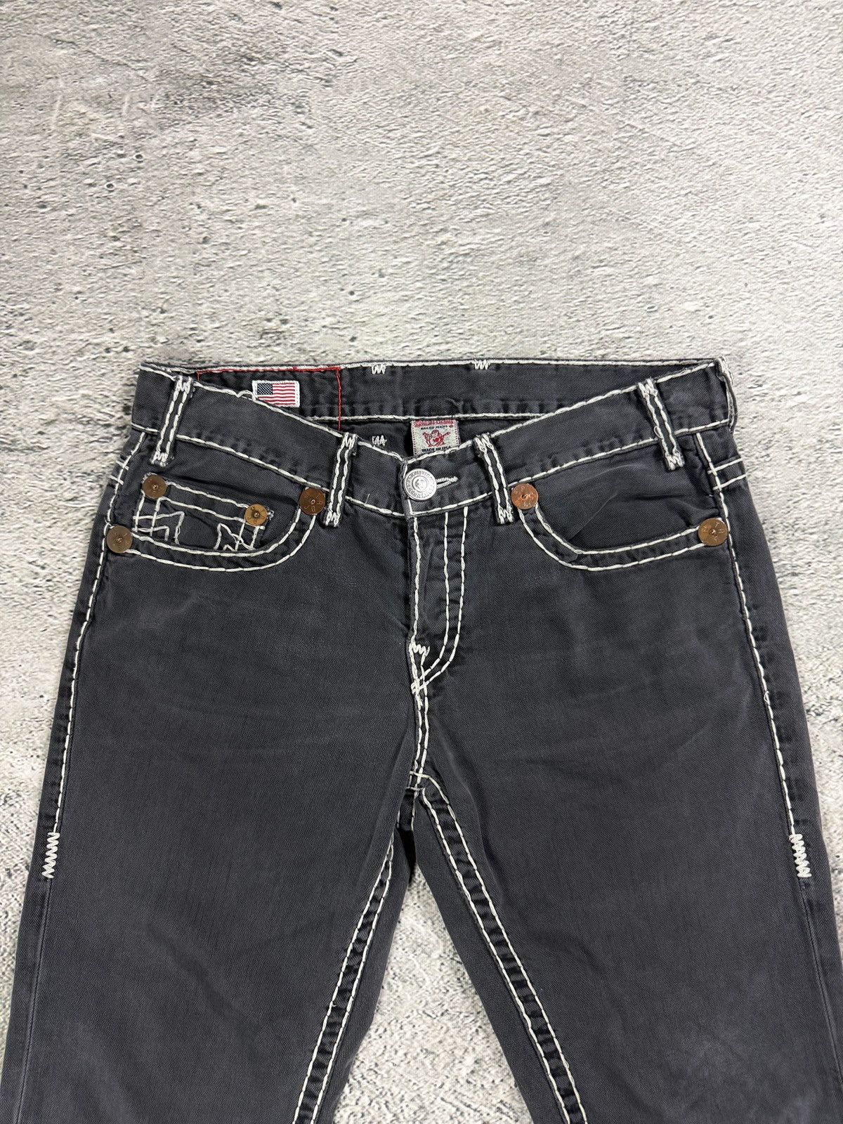 True Religion True Religion black jeans white thick stitching Y2K Logan Size US 36 / EU 52 - 8 Thumbnail