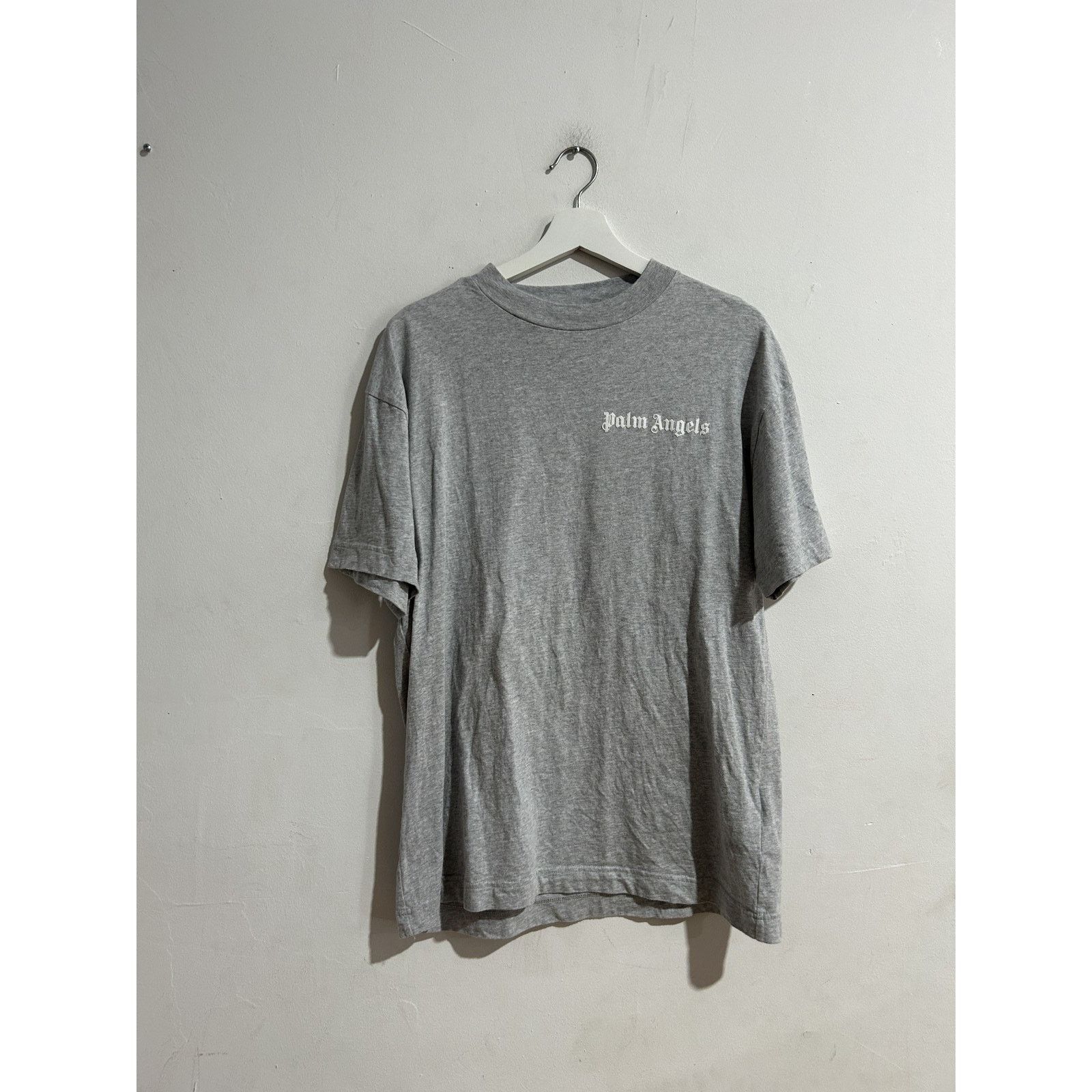 PALM ANGELS GREY LOGO TEE SIZE MEDIUM PREOWNED