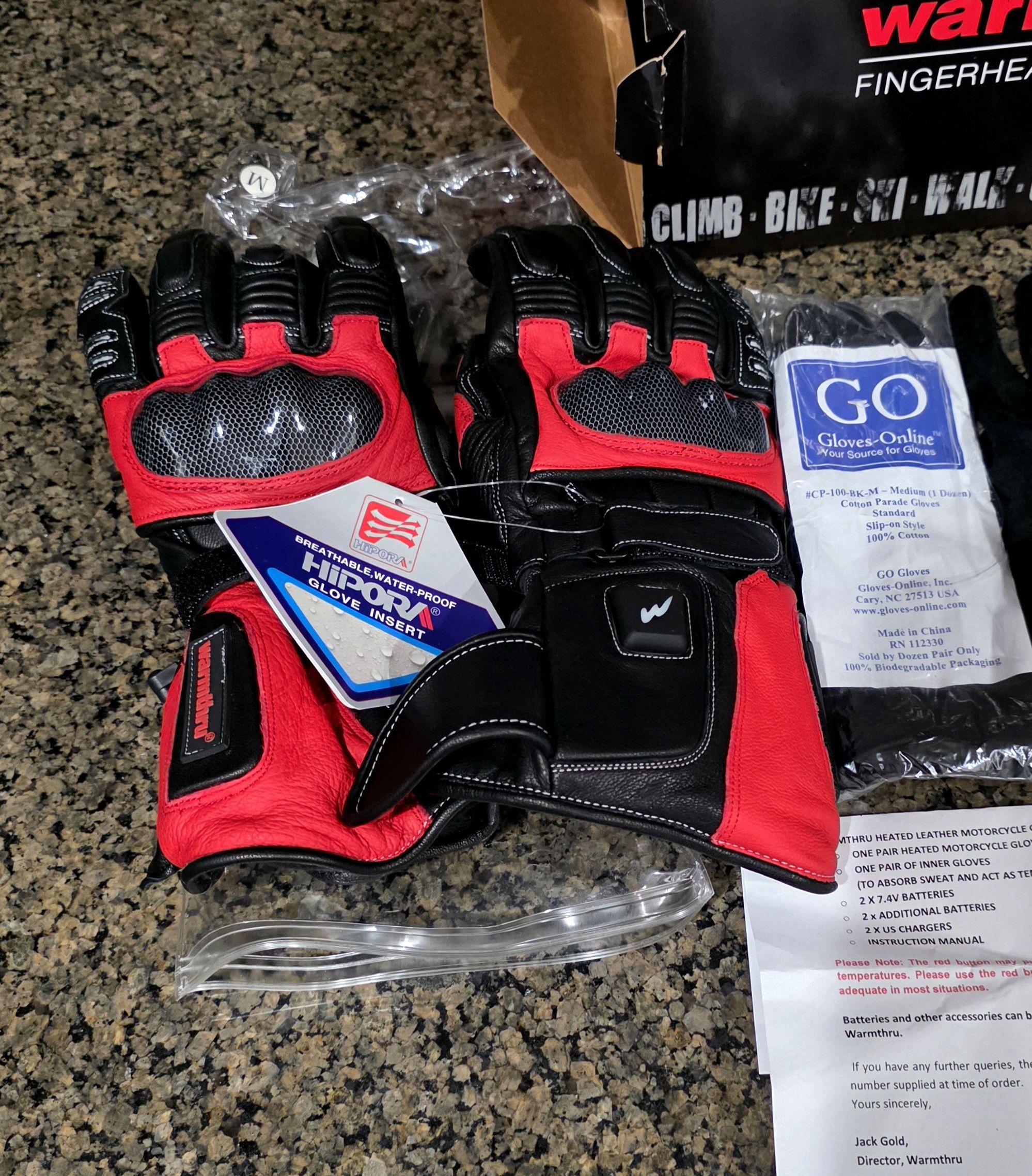 Other Warmthru Heated Motorcycle Leather Gloves Size Medium New Size ONE SIZE - 2 Thumbnail