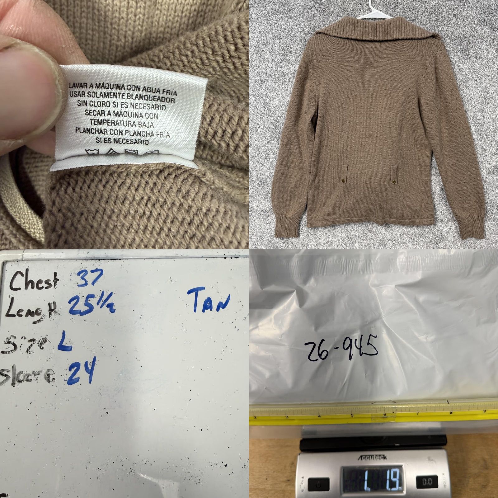 Vintage Covington Womens Tan Full Zip Cardigan Sweater L Belted Cinched Waist Knit Long Sleeve Casual Workwear Fall Winter Size L / US 10 / IT 46 - 8 Thumbnail
