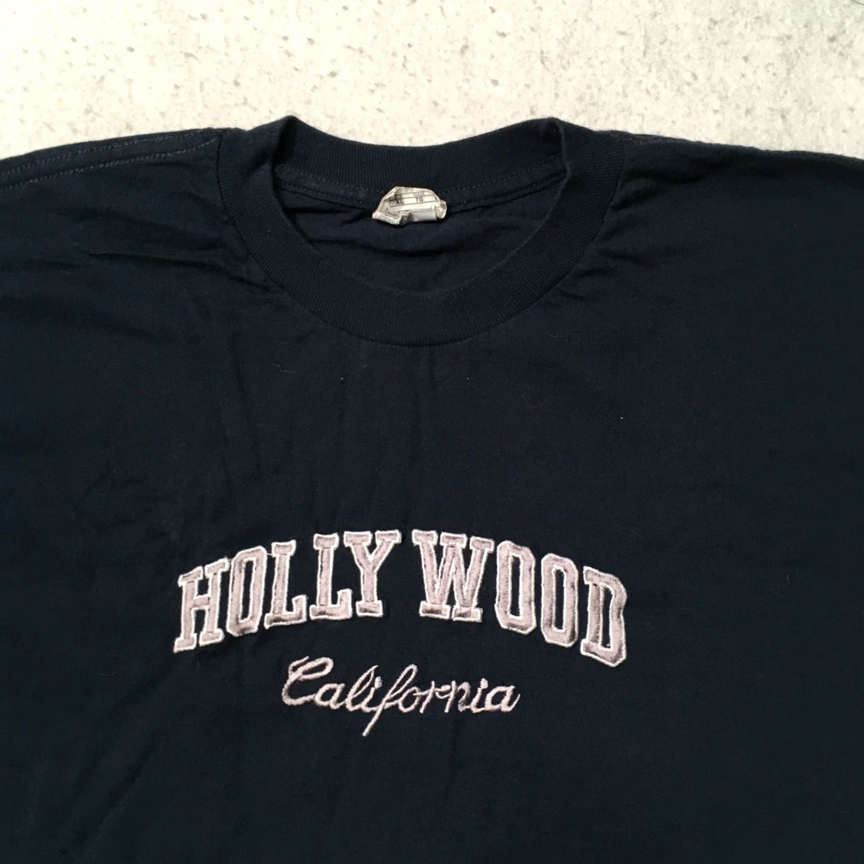 Vintage embroidered spellout Hollywood Shirt Mens XL Slim Blue Size US XL / EU 56 / 4 - 2 Thumbnail
