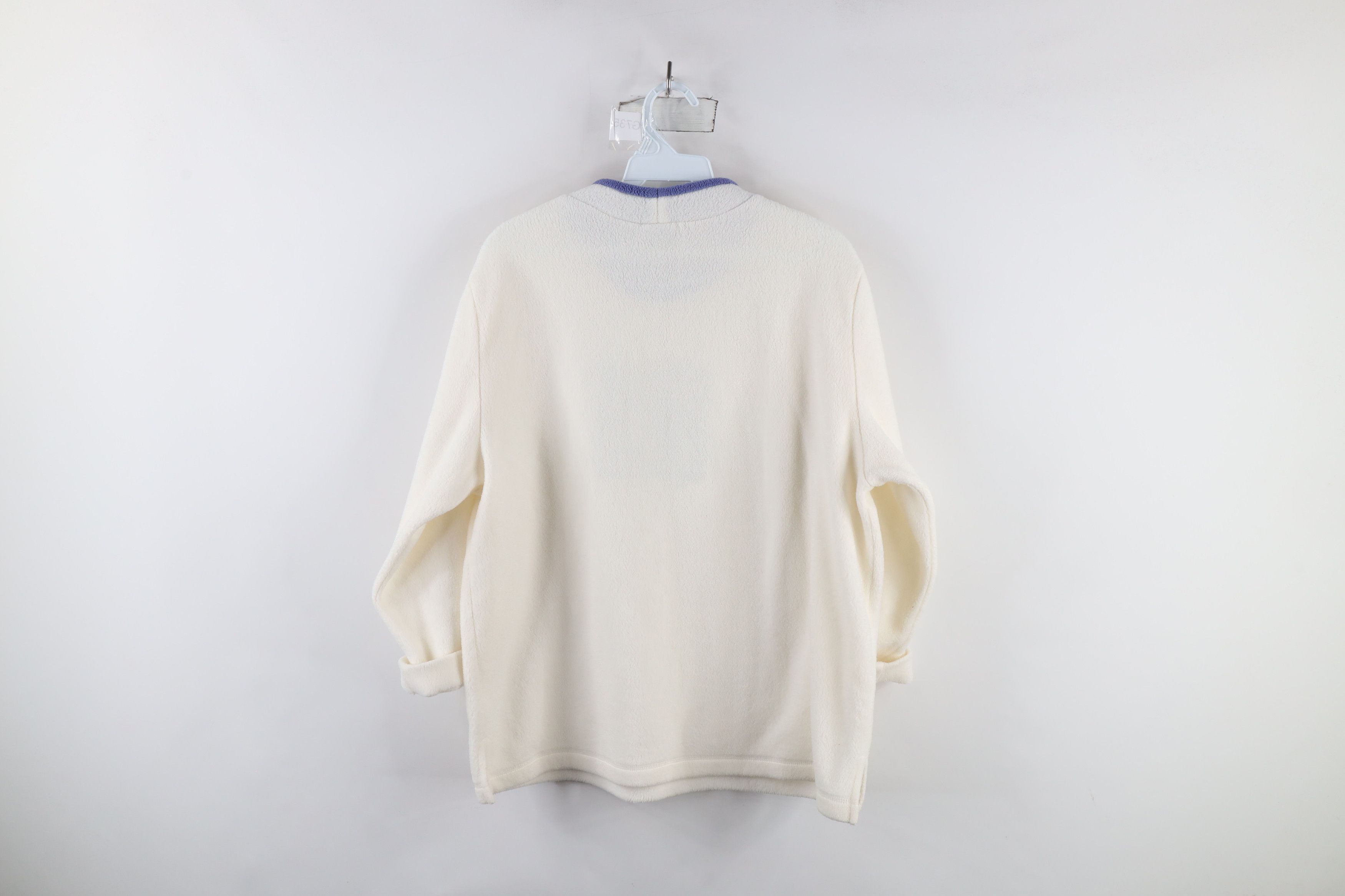 Vintage Vintage 90s Streetwear Snowflake Fleece Sweater White Size L / US 10 / IT 46 - 10 Thumbnail