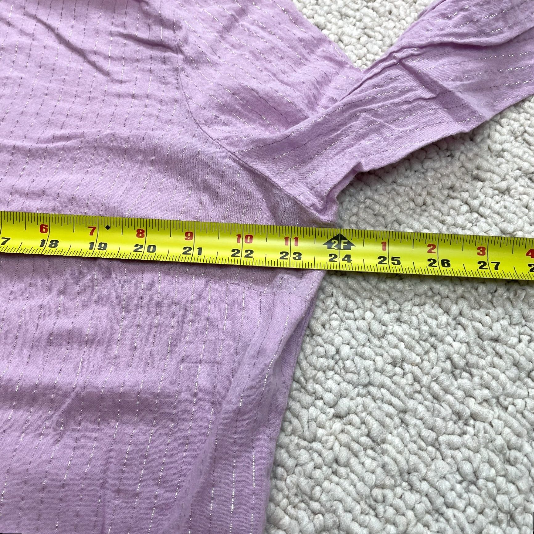 Mossimo Mossimo Long Sleeve Shirt Womens Plus 18W Light Purple Split Neck Shiny Striped Size XXL / US 16-18 / IT 52-54 - 7 Thumbnail