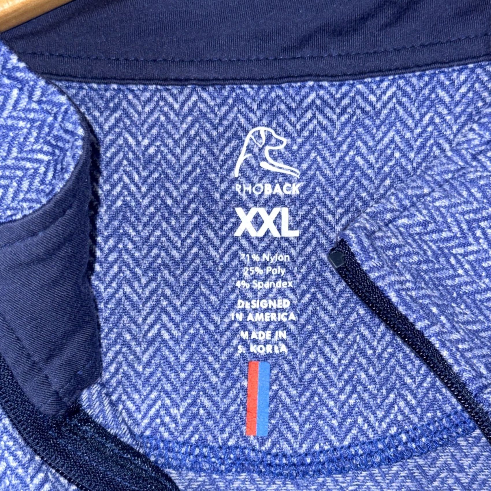 Vintage Rhoback Pullover Mens 2XL Blue Herringbone Long Sleeve Golf Size US XXL / EU 58 / 5 - 3 Thumbnail
