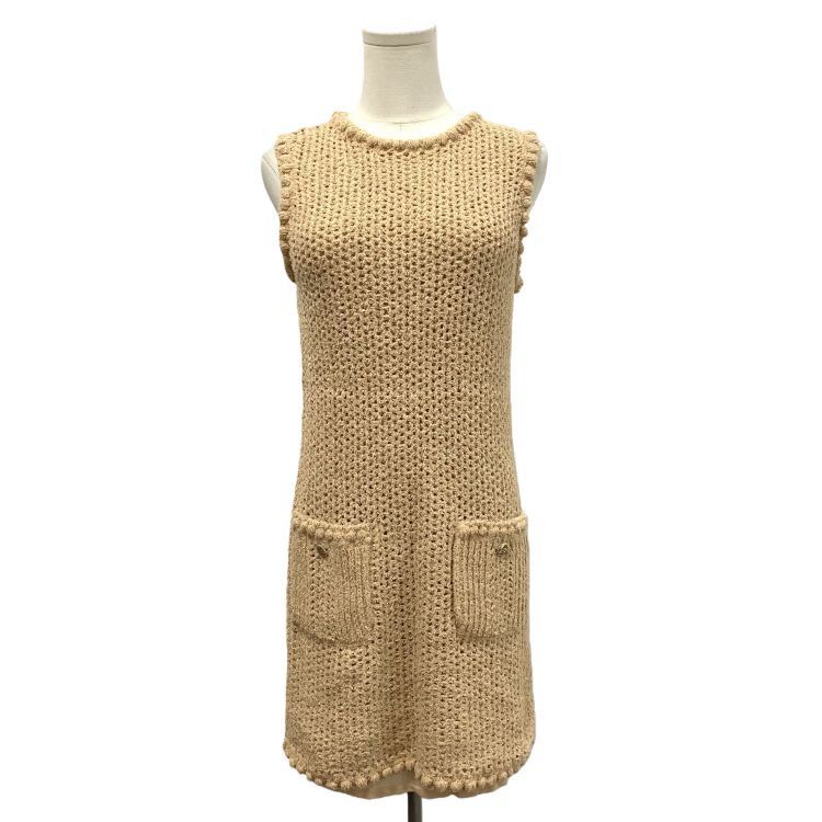 Chanel Chanel Beige Knit Mini Dress Size 38 Size S / US 4 / IT 40 - 1 Thumbnail