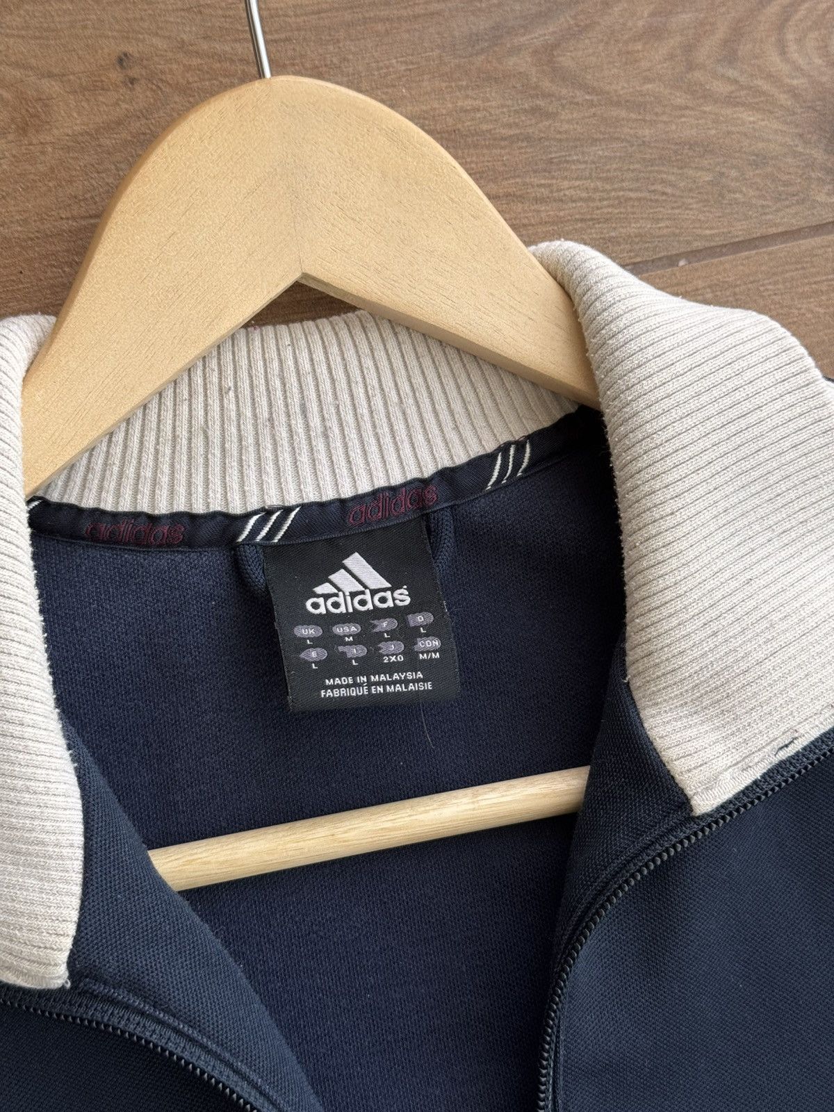 Adidas × Vintage Vintage Adidas Three Stripes Streetwear Japanese Zip Hoodie Size US L / EU 52-54 / 3 - 13 Thumbnail