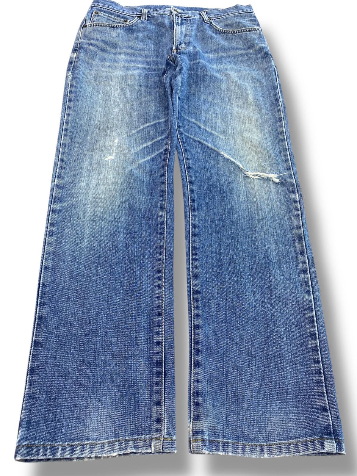 Edwin Edwin Light Wash Whiskered Style Straight Leg Jeans Size US 34 / EU 50 - 1 Thumbnail