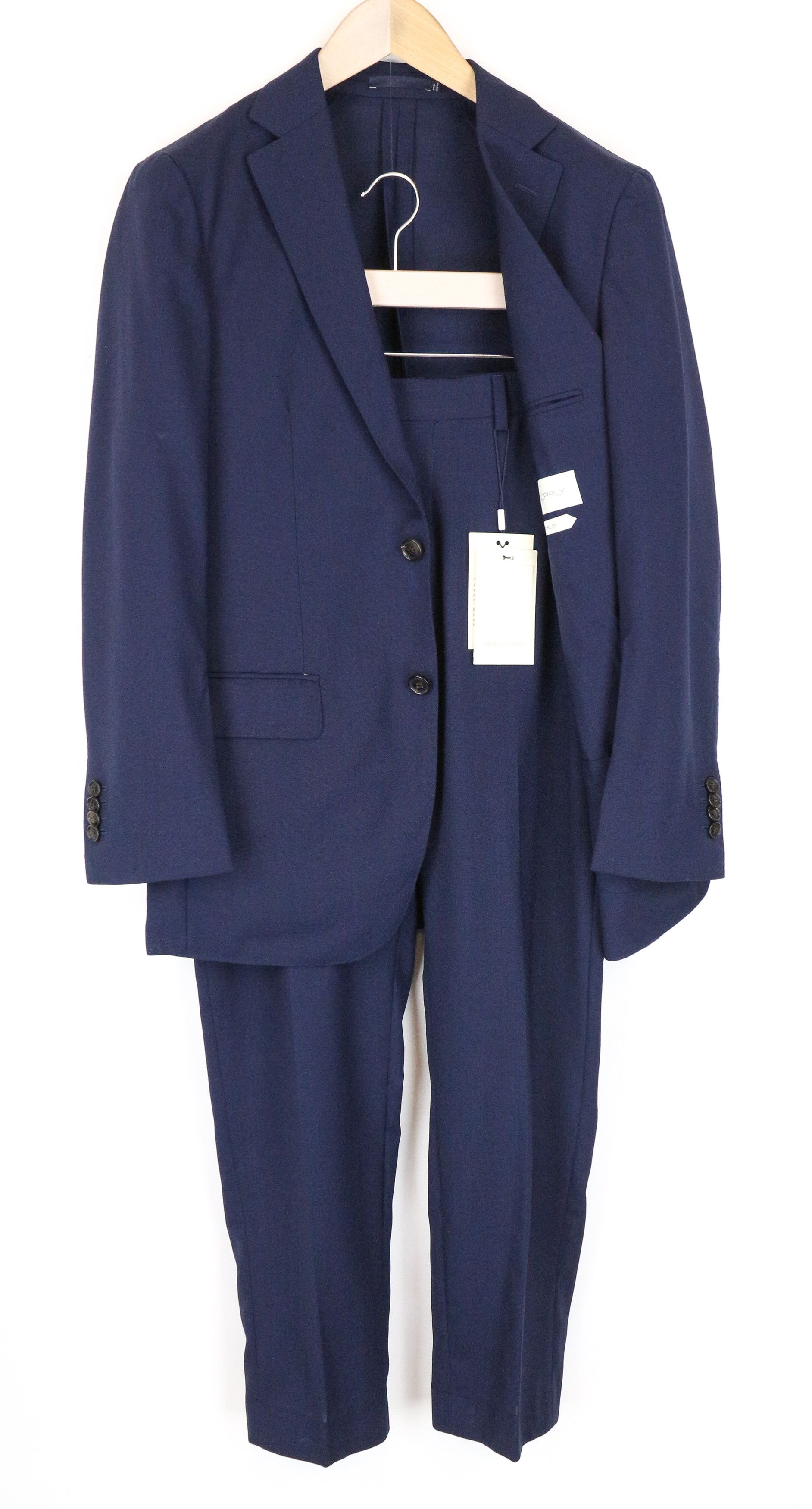 image of Suitsupply Havana Traveller Uk38Rwool Slim Navy Unlined Suit 60976, Men's