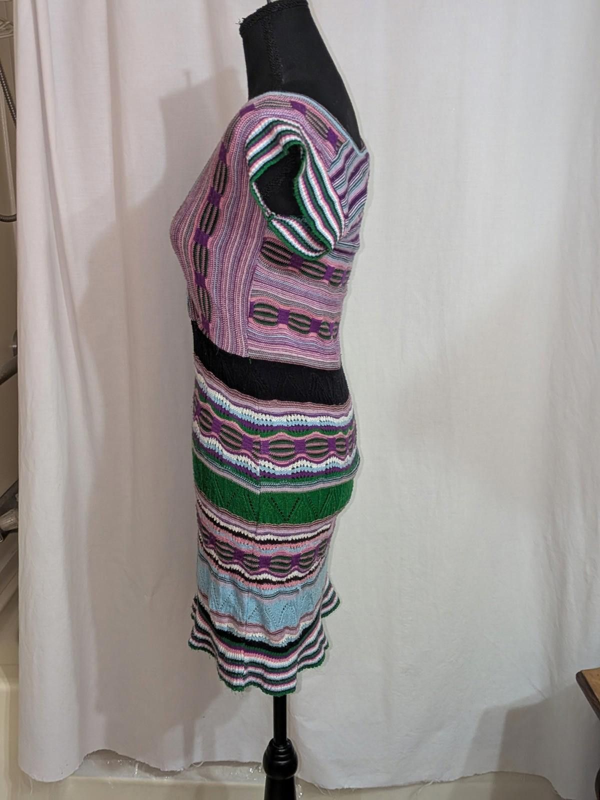 Live Mechanics VTG Y2K LIV Boho Multicolored Striped Crochet Mini Dress M Size M / US 6-8 / IT 42-44 - 5 Thumbnail