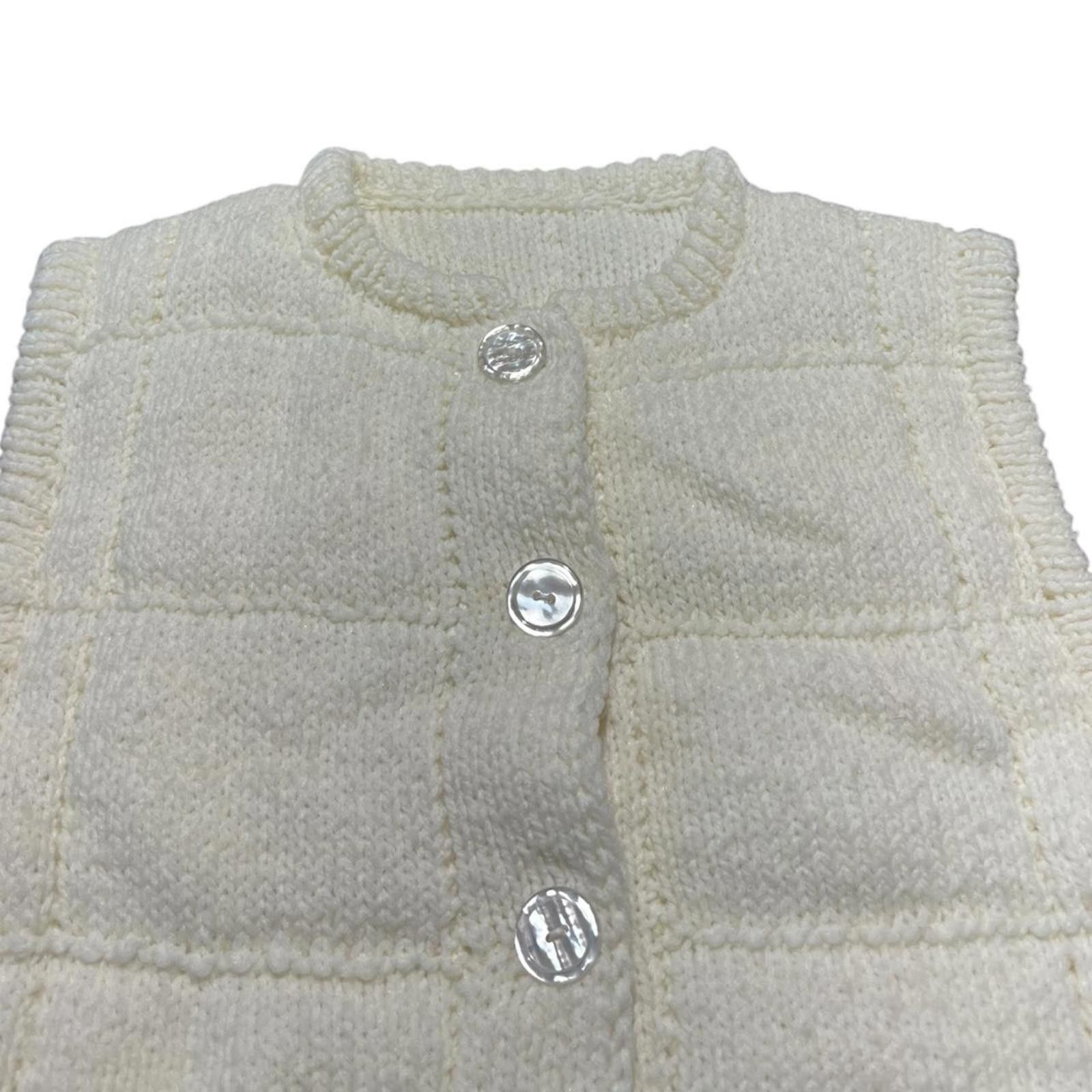 Other Vintage 70s Handknit CHUNKY QUILTED IVORY HANDAMDE VEST Size XS / US 0-2 / IT 36-38 - 3 Thumbnail
