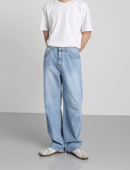 Japanese Brand × Jean Men's washed wide-leg loose trendy jeans Size US 32 / EU 48 - 3 Thumbnail