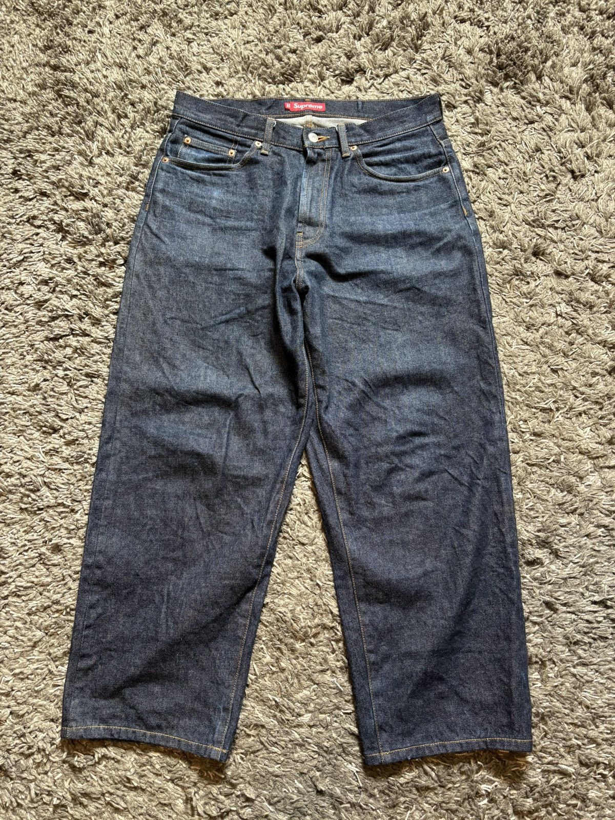 Supreme rigid indigo baggy jeans | Grailed