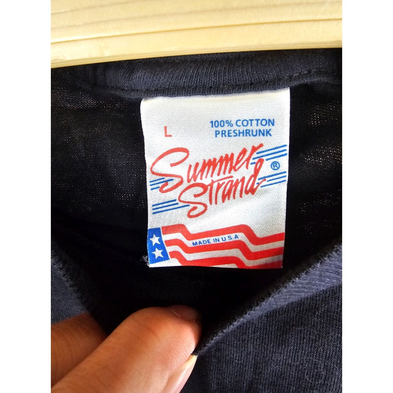 Vintage VINTAGE Summer Strand T-Shirt Black Cotton Short Sleeve Round Neck SZ L Mens 80s Myrtle Beach S.C. Single Stitch NWOT Logo Size US L / EU 52-54 / 3 - 5 Thumbnail