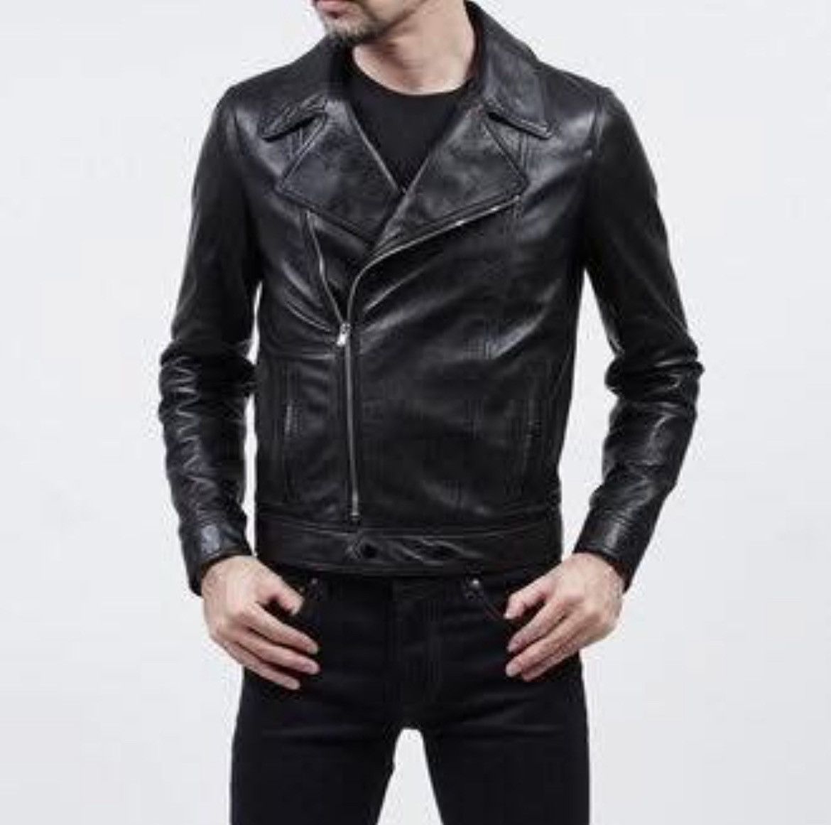 Hedi Slimane × Saint Laurent Paris 15FW L00 Motorcycle Leather Jacket Sz44 (with free pins) Size US S / EU 44-46 / 1 - 16 Thumbnail