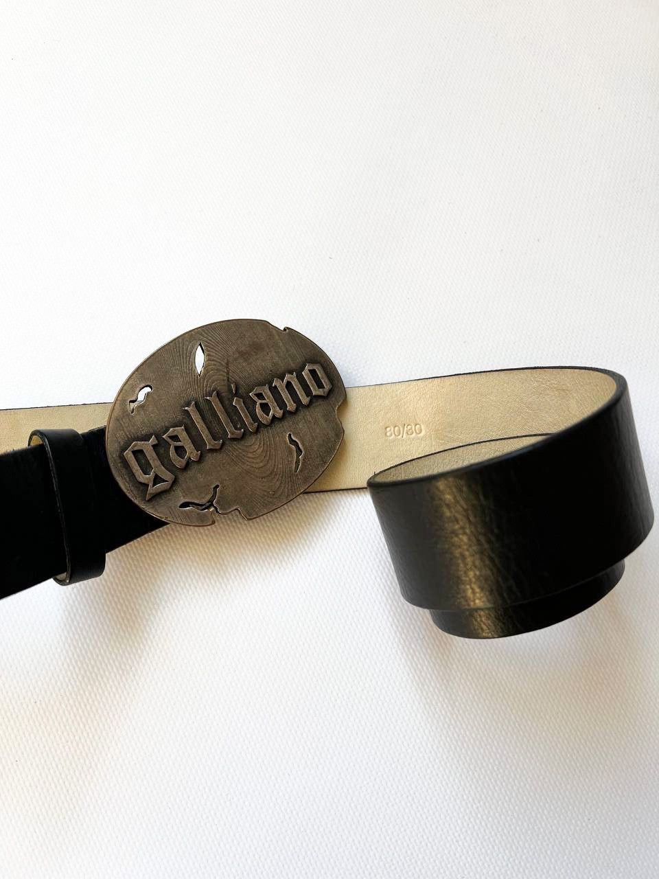 Dior × John Galliano × Vintage Vintage Galliano leather belt by Dior gothic punk big buckle Size ONE SIZE - 5 Thumbnail