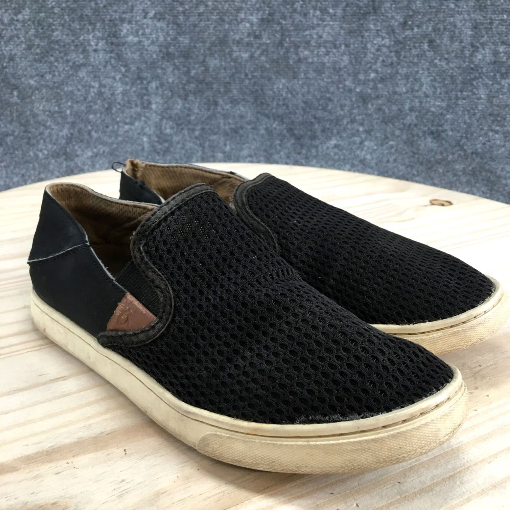 Olukai OluKai Womens 6.5 Pehuea Slip On Sneakers Black Canvas Low Top Round Toe Size M / US 6-8 / IT 42-44 - 5 Thumbnail