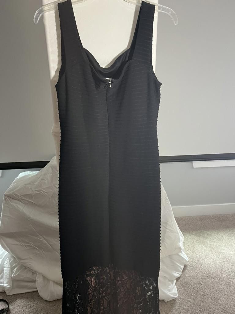 Designer Sangria Women's Black Lace-Trimmed Dress - Size 10 Size L / US 10 / IT 46 - 3 Thumbnail