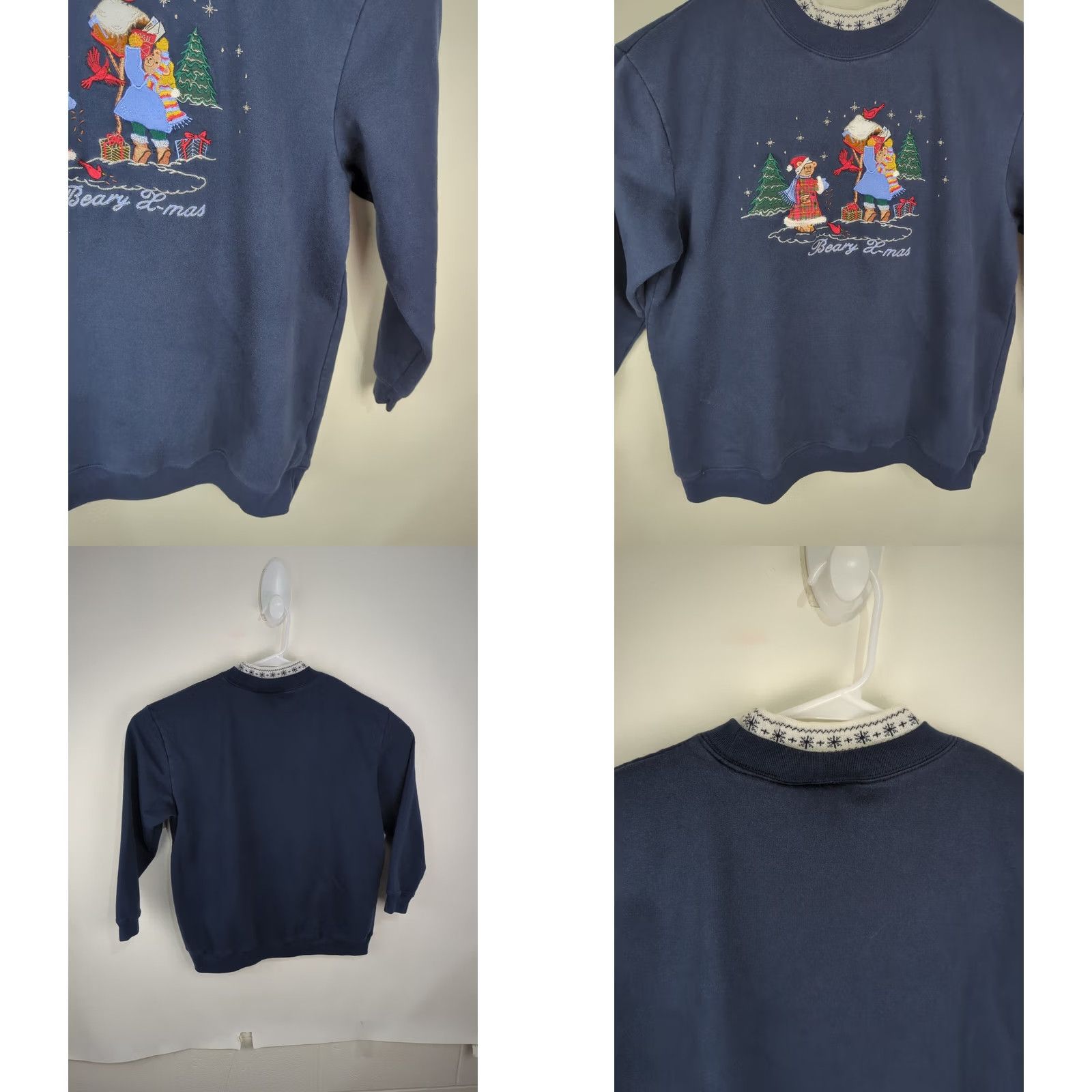 Vintage Bobbie Brooks Embroidered Large Beary Christmas Sweatshirt Pullover Size L / US 10 / IT 46 - 8 Thumbnail