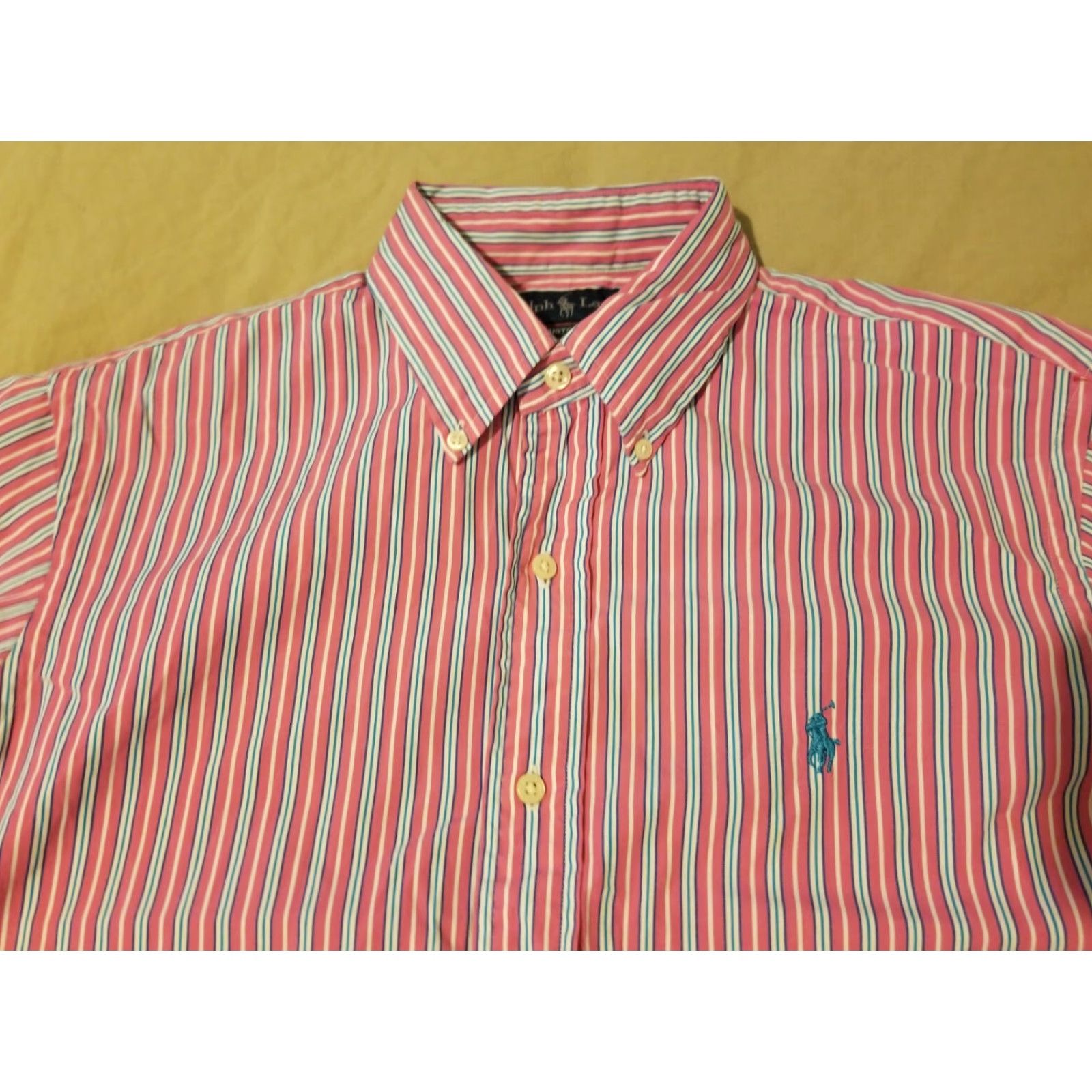 Polo Ralph Lauren Polo Ralph Lauren Dress Shirt Mens Medium Cotton Pink Button Shirt Size 40R - 2 Thumbnail