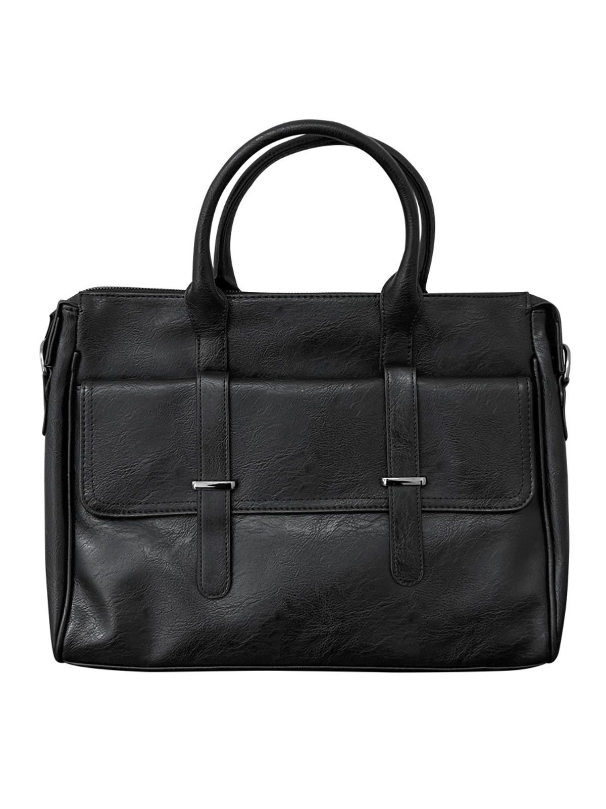 Vintage Stylish Black Leather Messenger Bag Size ONE SIZE - 6 Thumbnail