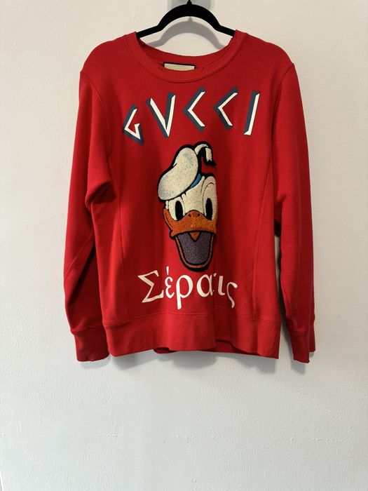 Gucci donald duck hoodie on sale red