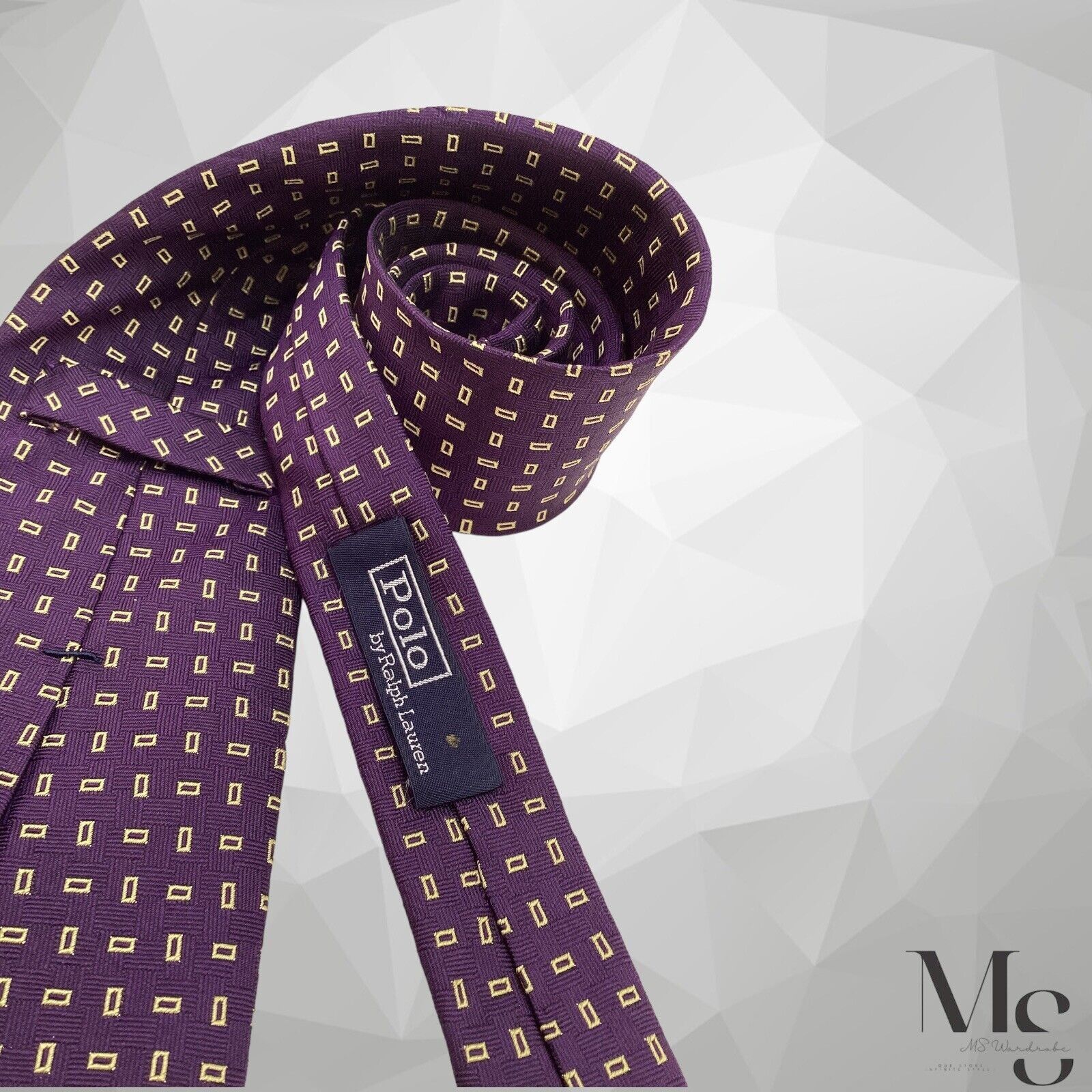 Polo Ralph Lauren POLO BY RALPH LAUREN Purple Geometric Tie Hand Made In Germa Size ONE SIZE - 5 Thumbnail