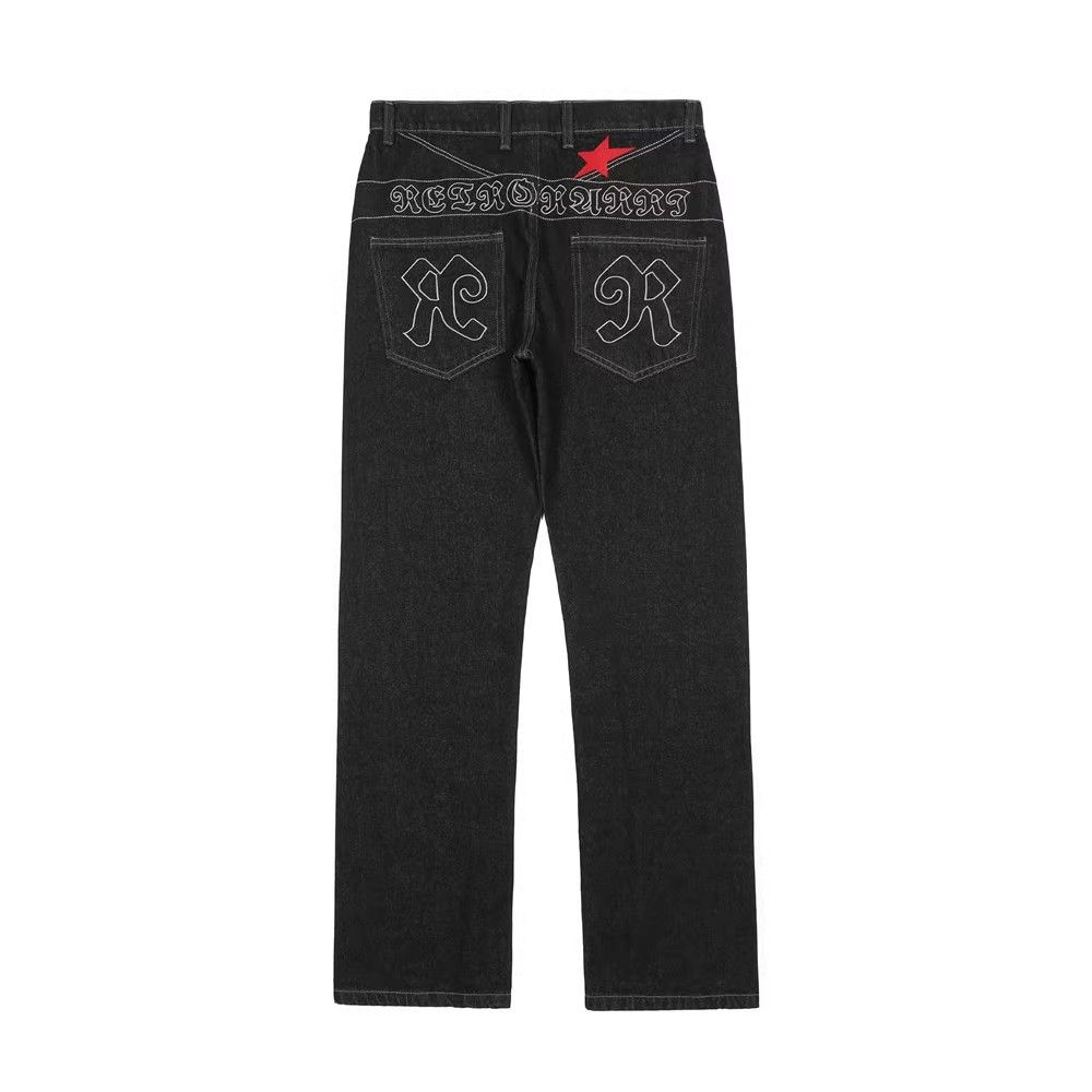 Japanese Brand × Jean American letter embroidery high street loose straight jeans Size US 32 / EU 48 - 1 Thumbnail